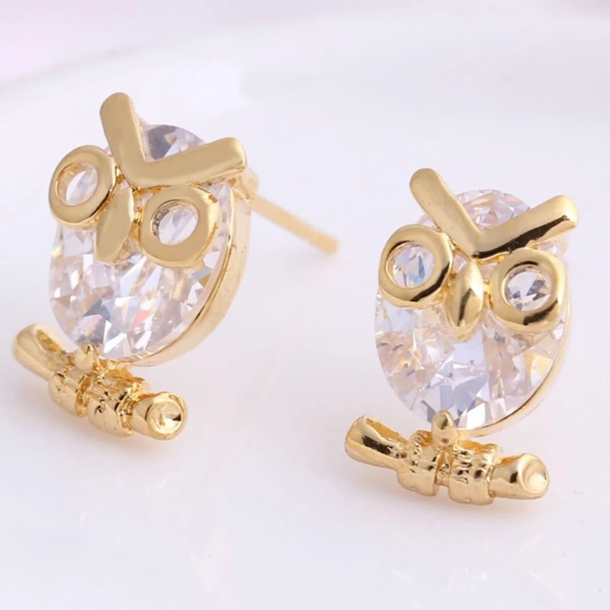 KnSam Pendientes para mujer amatista lila, diseño de búho, oro amarillo de 18 quilates, corte ovalado, Au 750, pendientes boho auténticos, oro