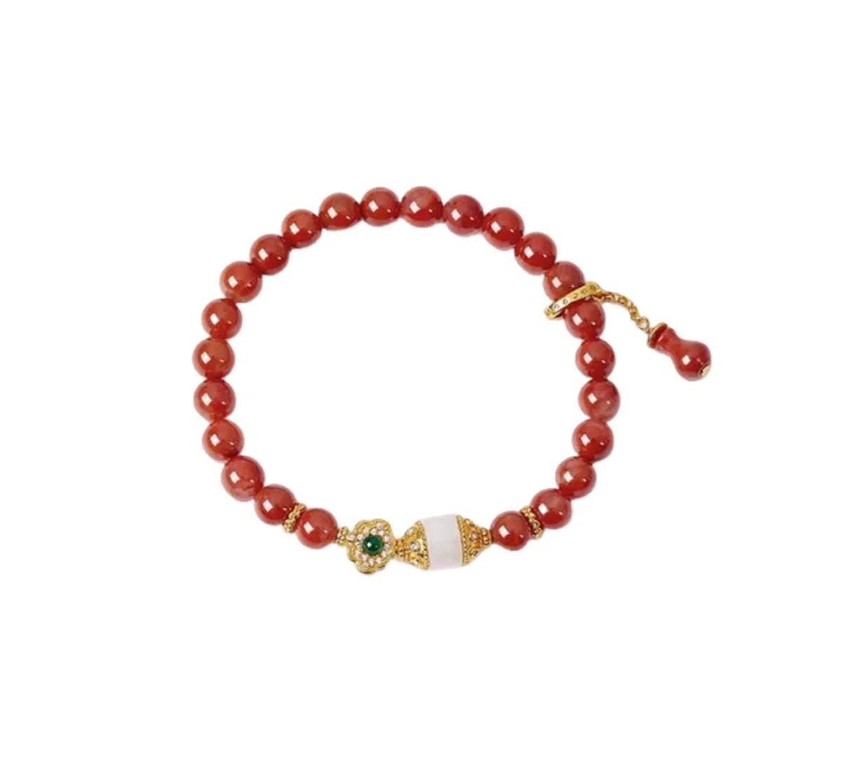 Pulsera de oro amarillo de 9 quilates, 14 quilates, 18 quilates, ágata y jade de 6 a 7 mm, pulsera de oro real de 14 quilates para mujer