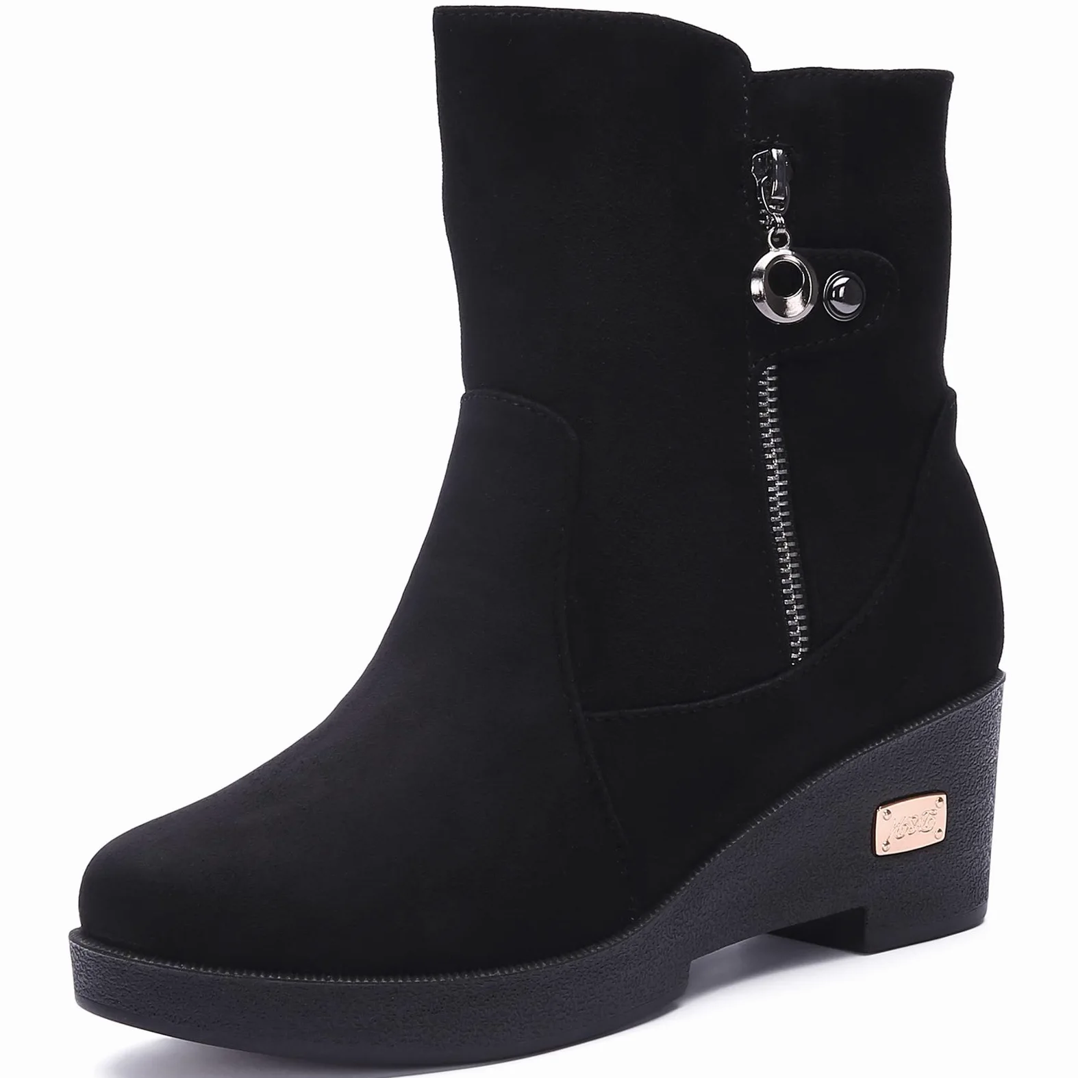 Gaatpot Botas para Invierno Mujer Botines con Tacón Cuña | Boots de Nieve, Zapatos para Cómodas y Calentitas Forrado, Elegantes