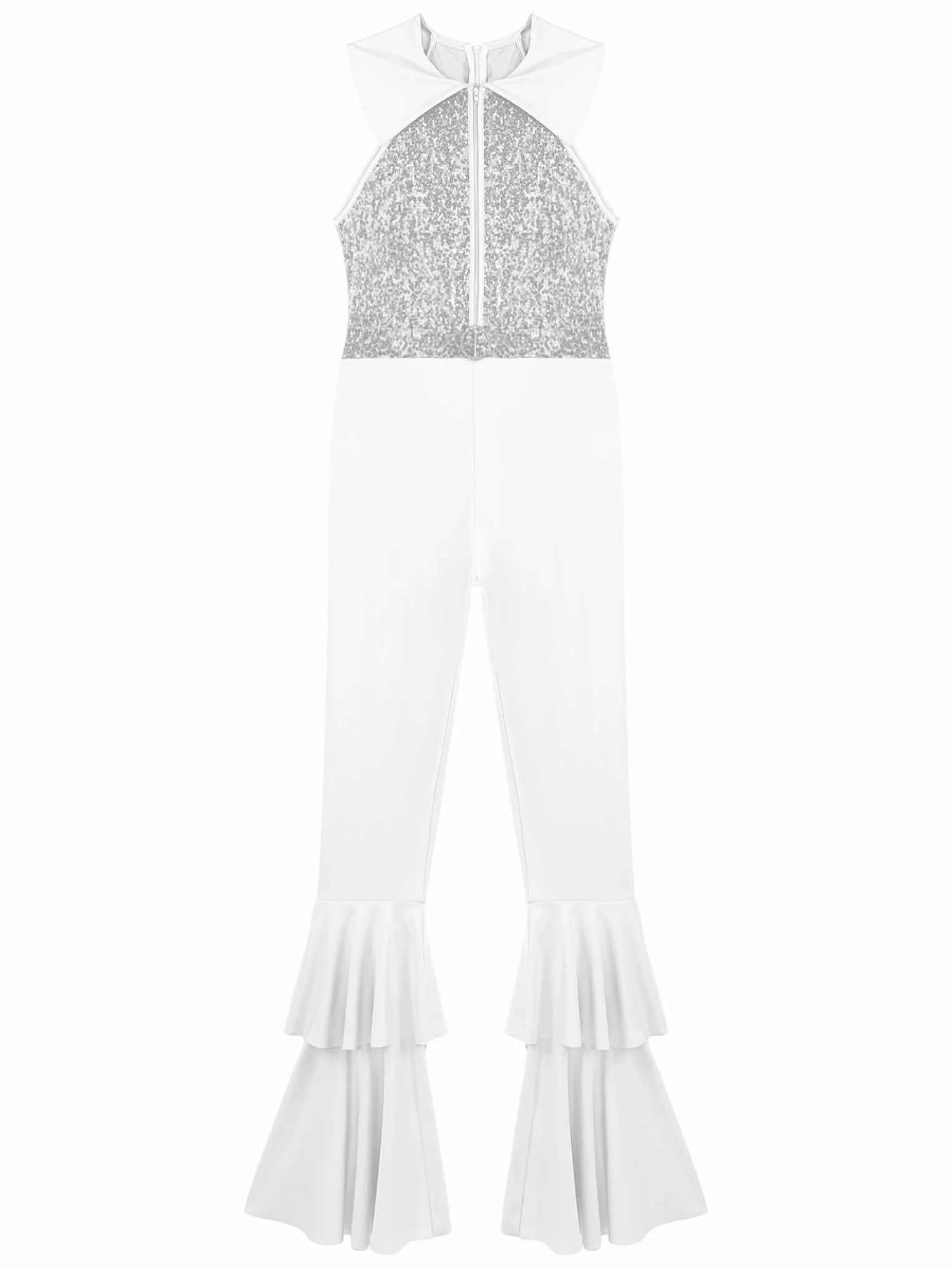 Disfraz Diva Disco Hedmy Mono Lentejuelas Baile Mujer sin Manga Enterizo Acampanado Cremallera Solapa S-4XL