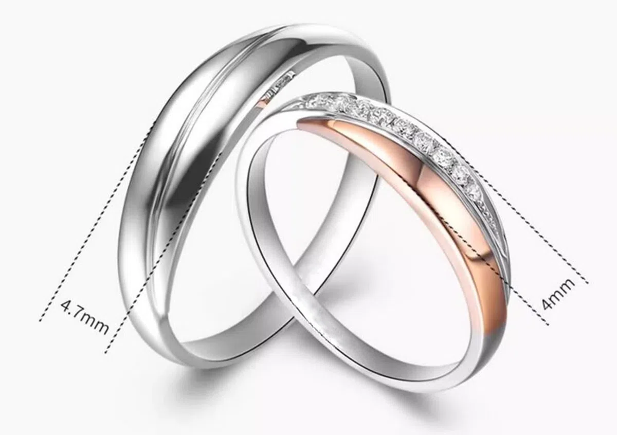 Alianzas de plata Promise para hombre, anillos de boda de oro blanco de 9 quilates, talla 66 (21.0)