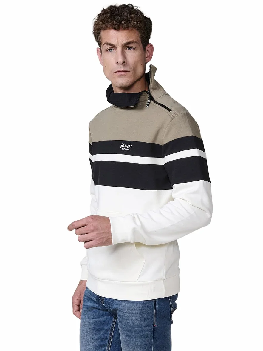 Koroshi Sudadera Hombre Cuello Alto Cremallera Rayas 2521SU14
