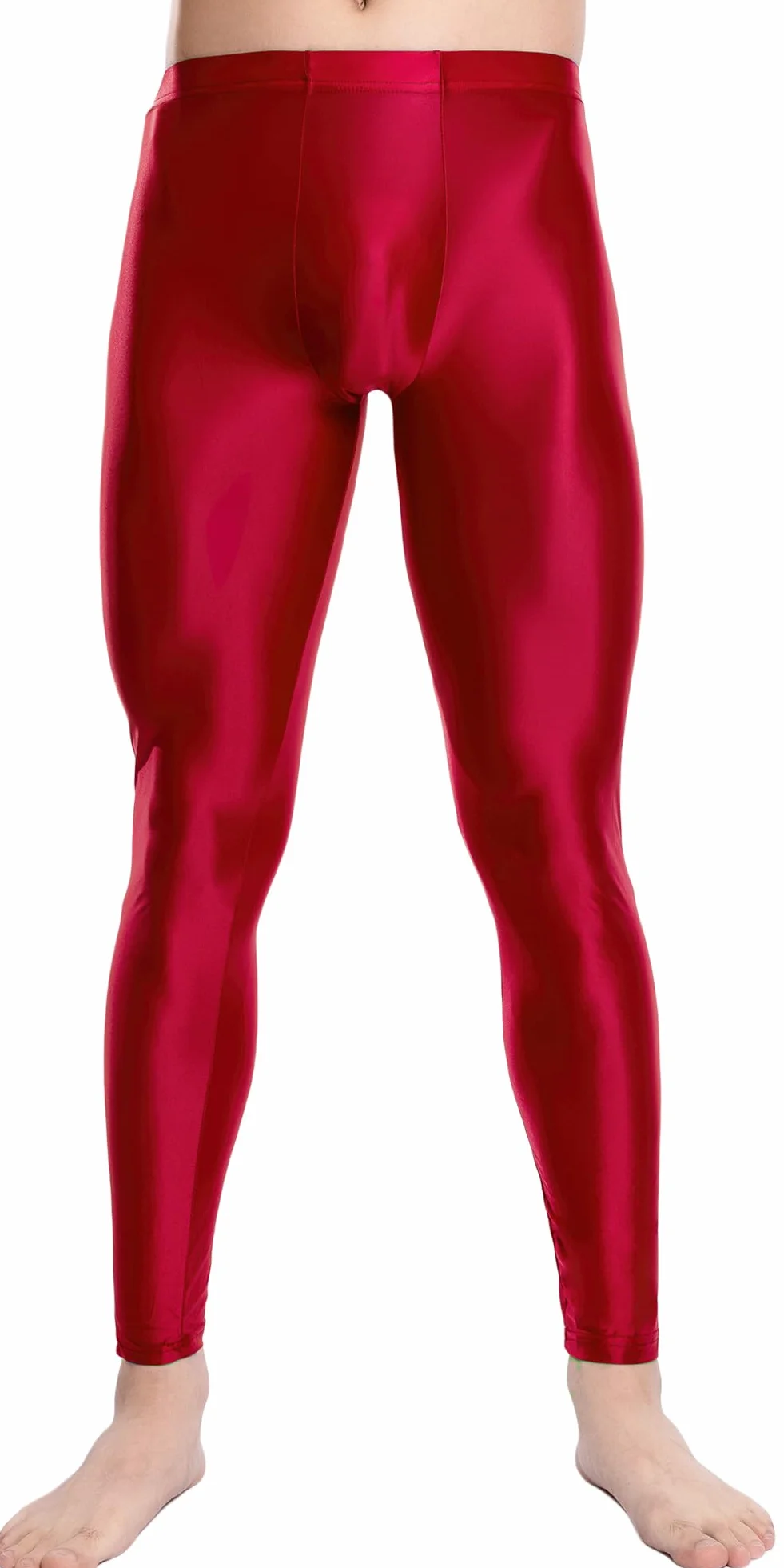 Mallas Brillantes Hombre Gloss Legging Deportivos Aceitado Pantalón Ajustado Elásticos Sedosos M-XXL