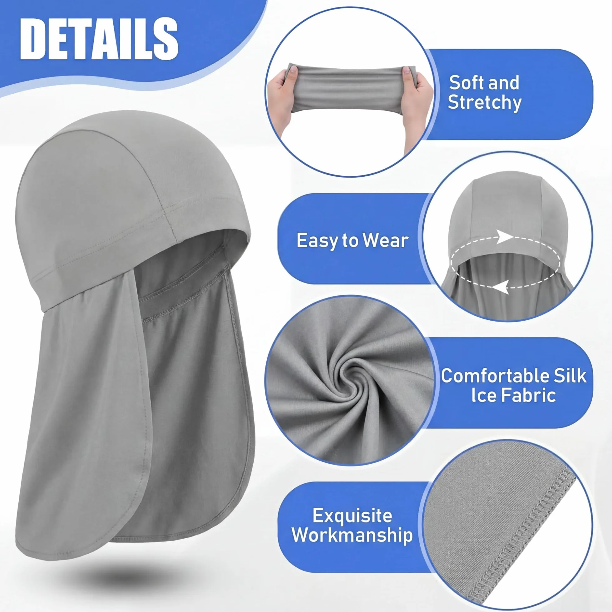 Helmet Liner with Neck Mask Cooling Skull Cap Sweat Wicking Cycling Running Hat