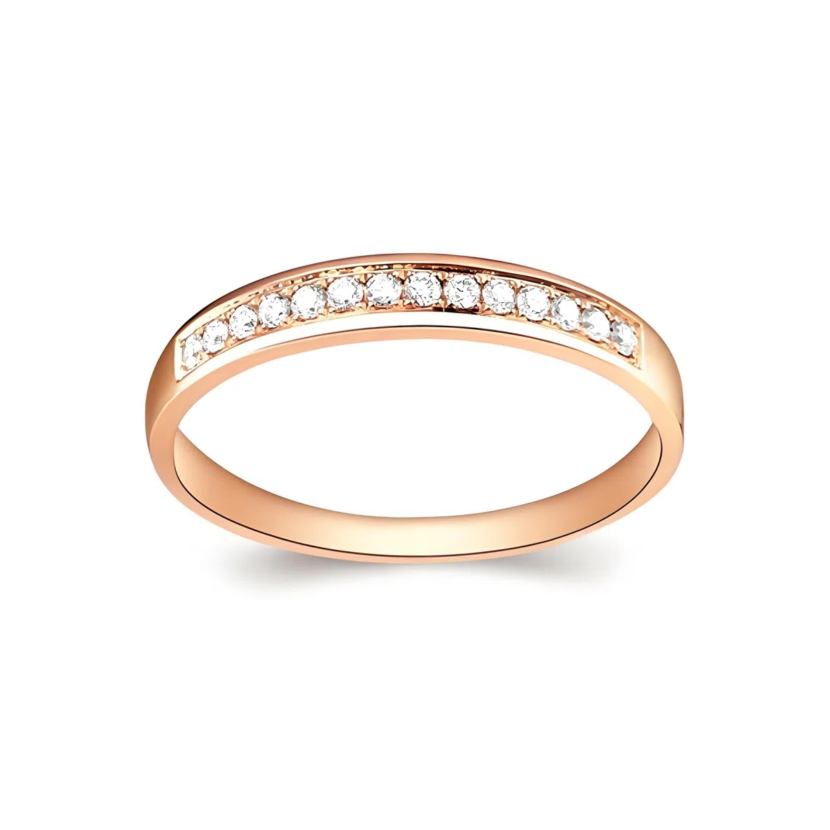 Anillo de mujer de oro rosa auténtico, anillos de compromiso de oro auténtico, alianzas de media eternidad, 0,15 quilates de diamante para mujer