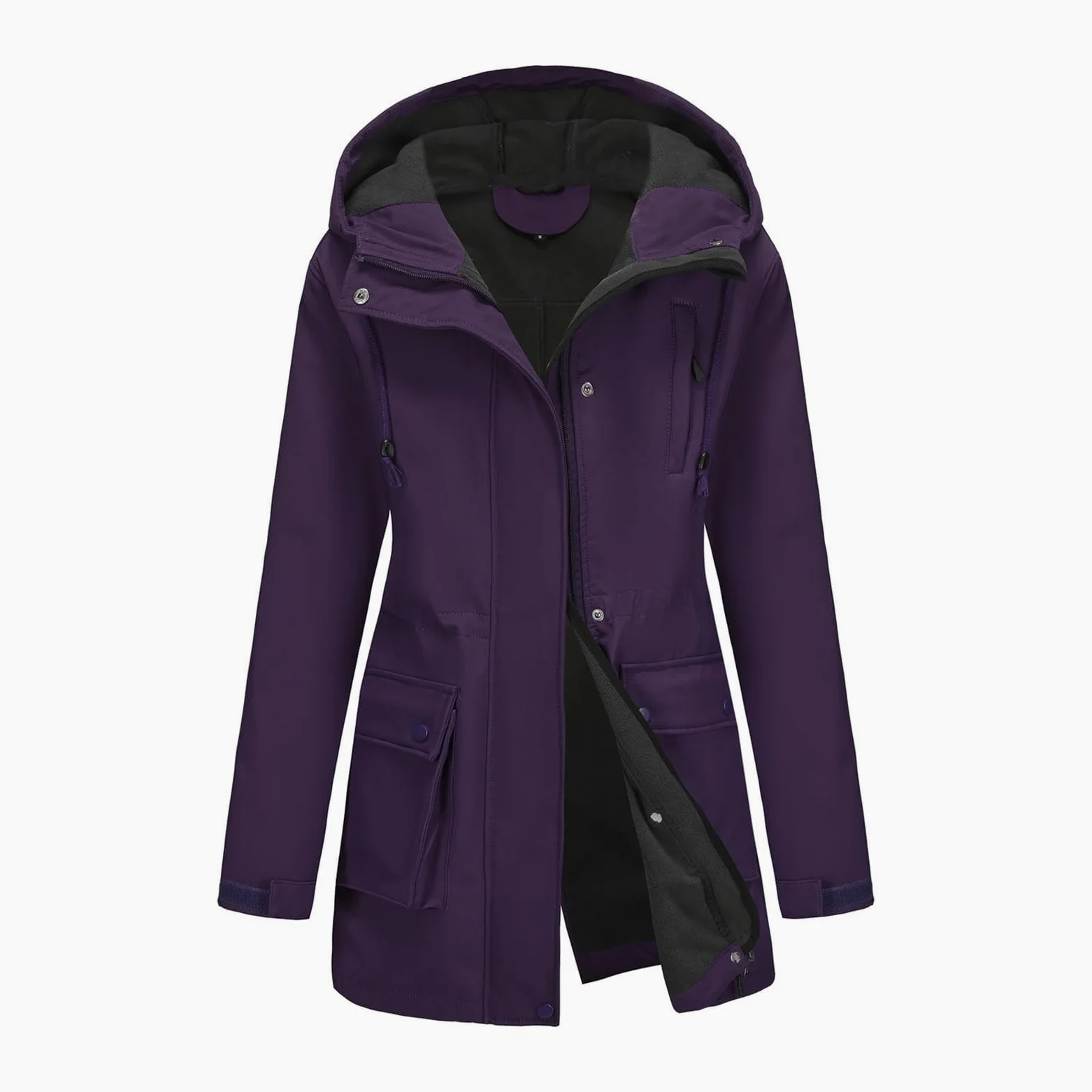Chubasuero Mujer Impermeable Transpirable Ligero Cortavientos Con Capucha Chaqueta Softshell Abrigo Funcional Informal Chubasquero Con Cremallera Completa Al Aire Libre Para Running, Senderismo