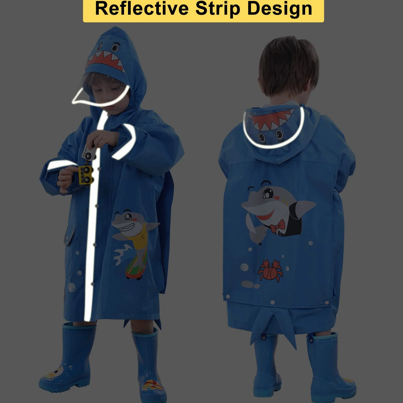 Poncho de Lluvia para Niñas y Niños - Chubasquero Ligero Impermeable Reutilizable Traje de Lluvia Respirable Portátil Ropa Impermeable 2-10 Años
