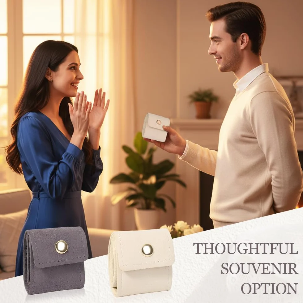 2 Piezas Mini Bolsa para Joyas,Organizador Joyas Viaje Enrollable,Travel Jewelry Bag,Bolsa Almacenamiento Joya,Organizador Bisuteria Con Hebilla para Pendientes, Collares, Pulseras (Beige+Gris)