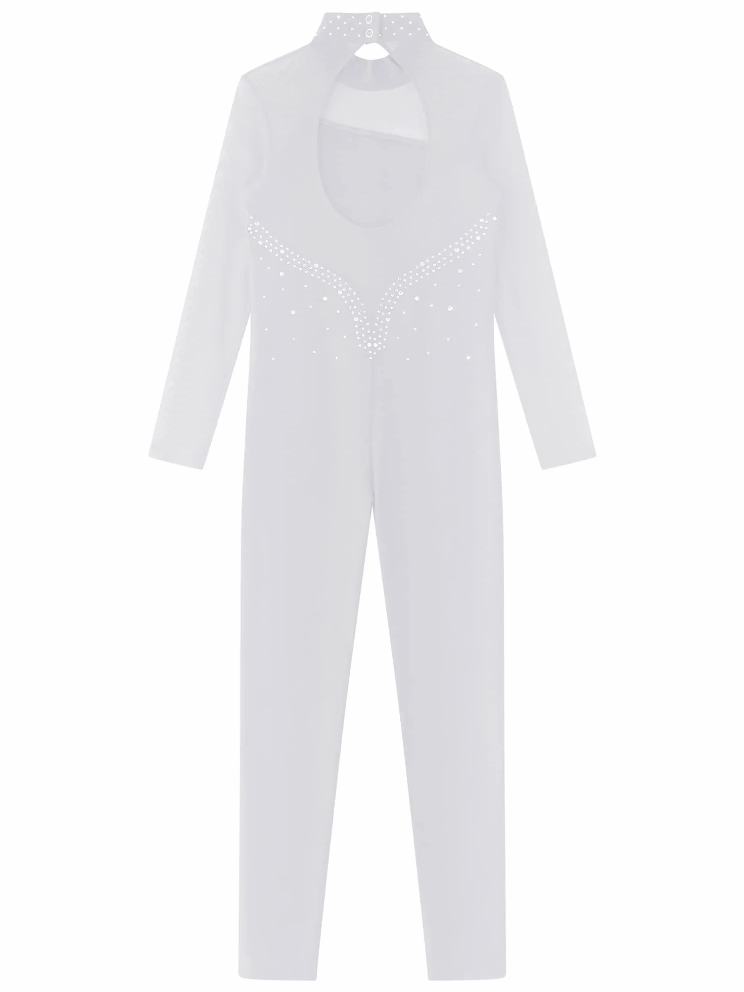 JEATHA Maillot de Danza Ballet para Niña Manga Larga con Pedrería Brillante Leotardo Gimnasia Rítmica Patinaje Elástico Mono de Deportivo Fitness Yoga