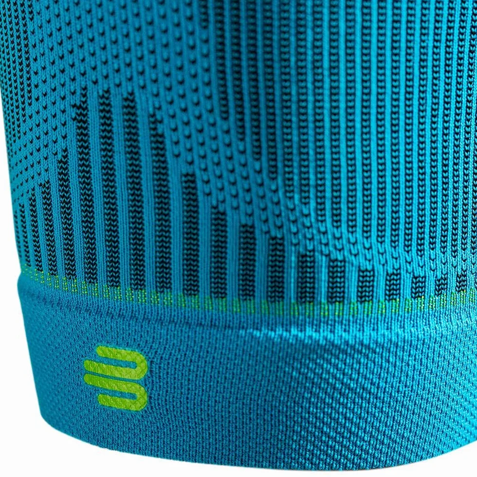 Bauerfeind, 1x Vendas de compresión de deporte para las piernas, Unisex, Adecuadas para ambas piernas, Para deportes de pelota o de resistencia, Fortalecimiento de los músculos, Talla M largo, Turquesa, 29345723800032