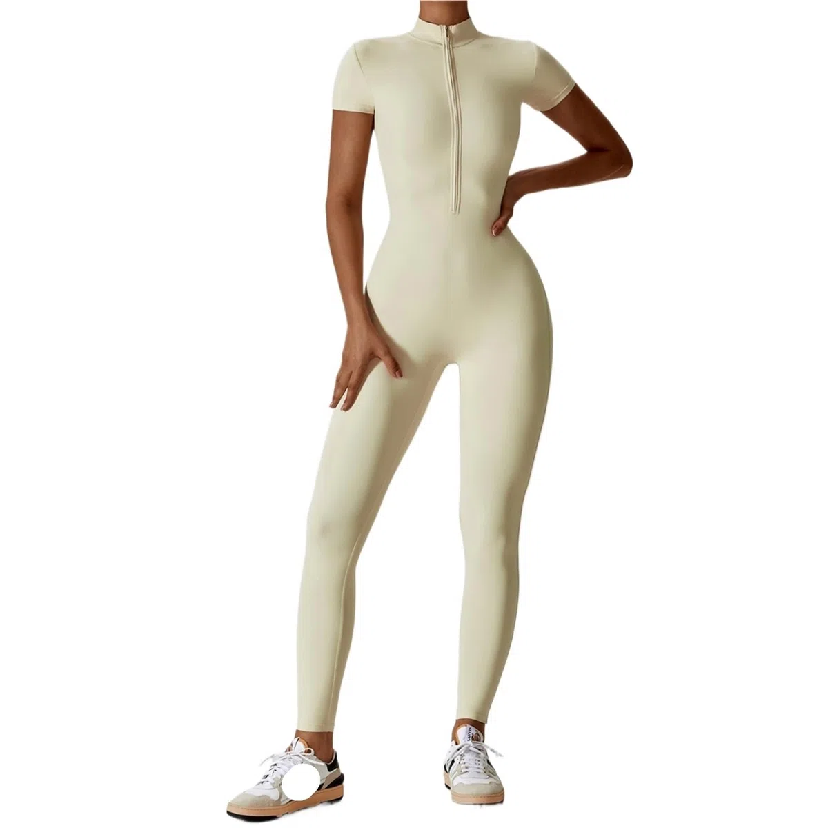 Conjunto de Yoga, monos for mujer, traje con cremallera manga corta for gimnasio, ropa entrenamiento aumento, Bodi deportivo, chándal