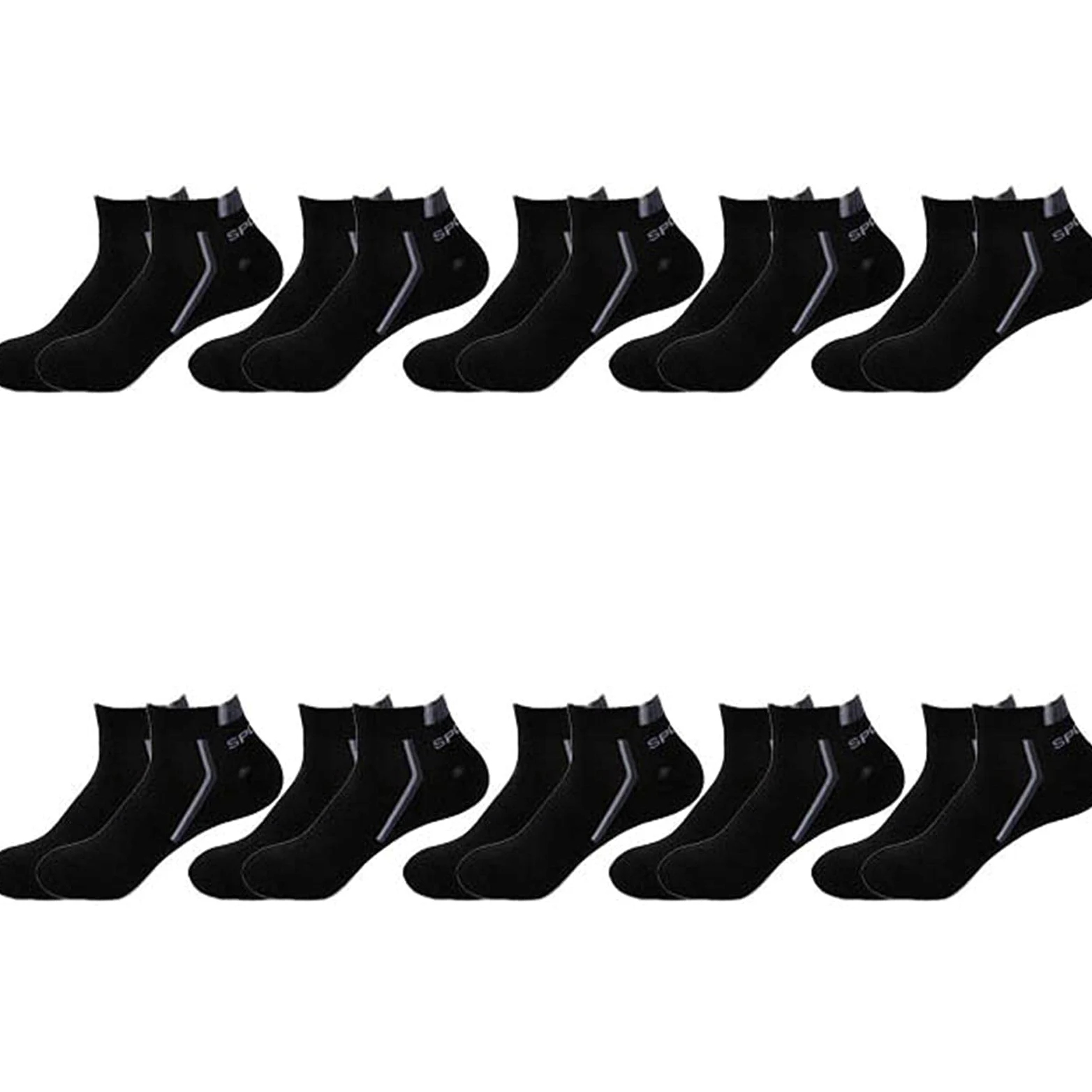 UKKO Calcetines de Hombre 10 Parines Hombres Calcetines De Los Hombres Calcetines De Algodón Transpirables Verano Corte Delgado Tamaño Corto 38-48-10 Pairs Black,Size38-42