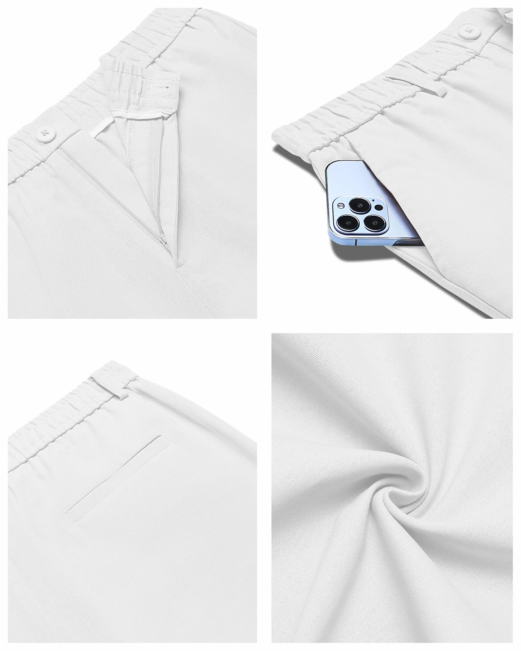 COOFANDY Pantalones Lino Hombre Pantalones Largos de Verano Ligeros con Bolsillos Cintura Elástica Cordón