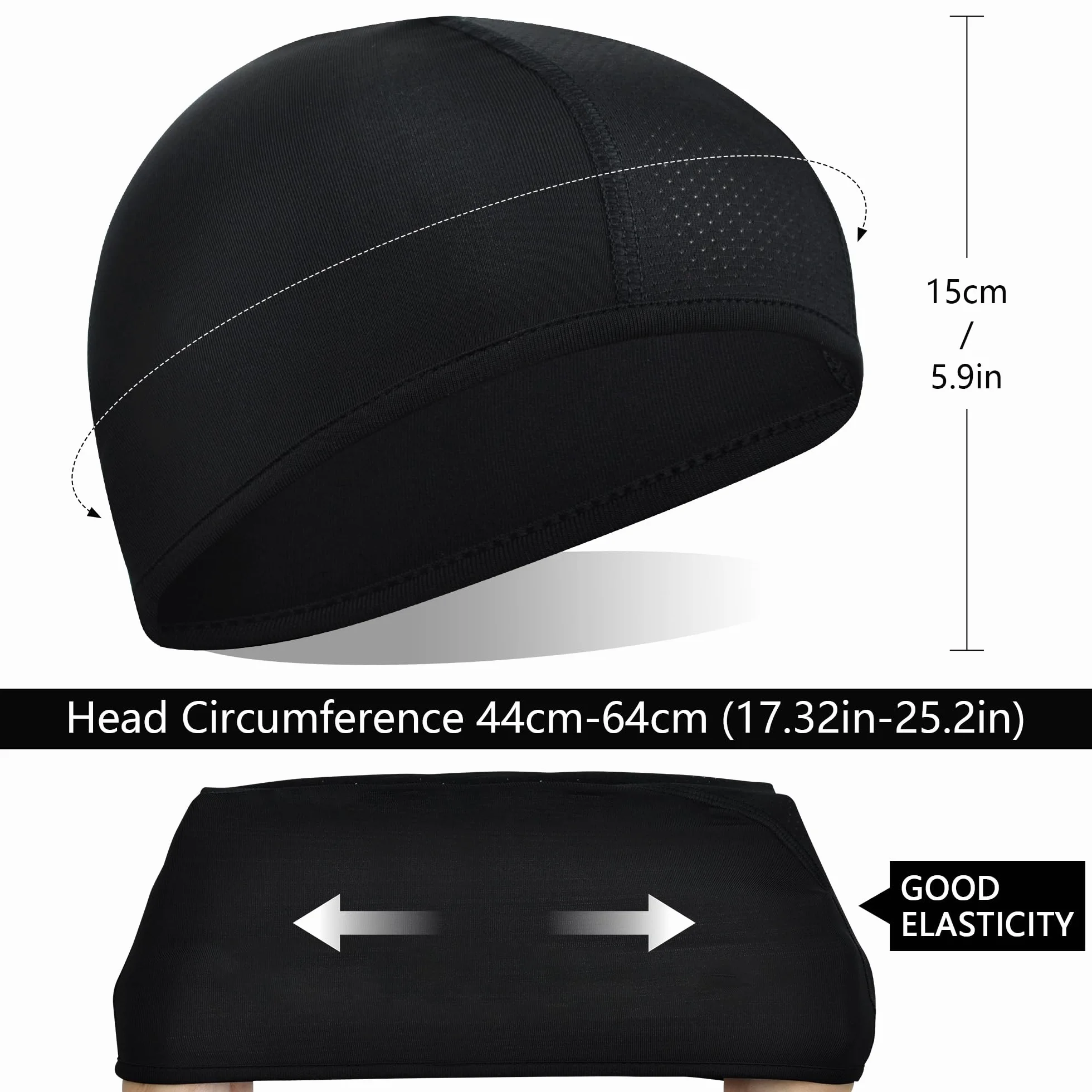 YMIFEEY 3Pcs Gorros Ciclismo Bajo Casco Verano Sotocasco Bici Skullcap Hombre Transpirable (Negro + Blanco + Gris)