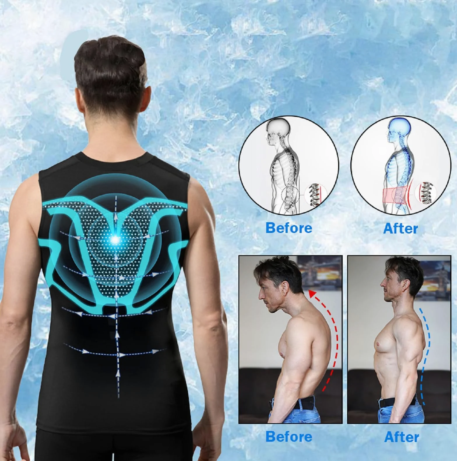 Duneva Vital Vest, Vital Vest Chaleco adelgazante, Vitalvest, Body Shaper Hombre Ionic Shaping Camiseta sin mangas