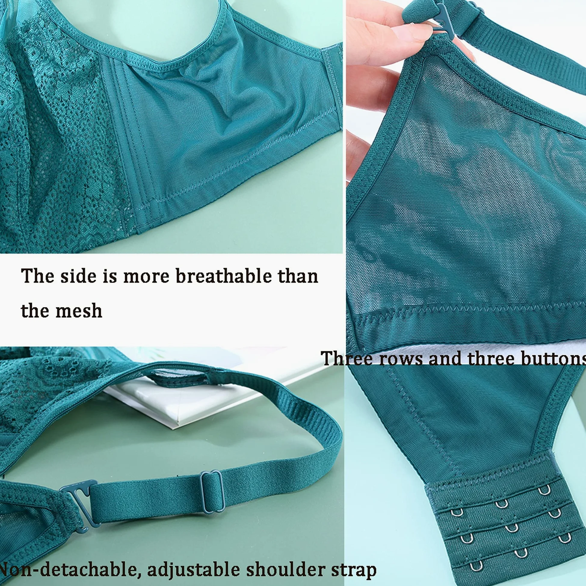 WENJUN Conjunto de sujetador y bragas para mujer, cobertura completa con aros, latón sin acolchado, talla grande, ver malla sexy para todos los días (color : negro, tamaño: 75B)