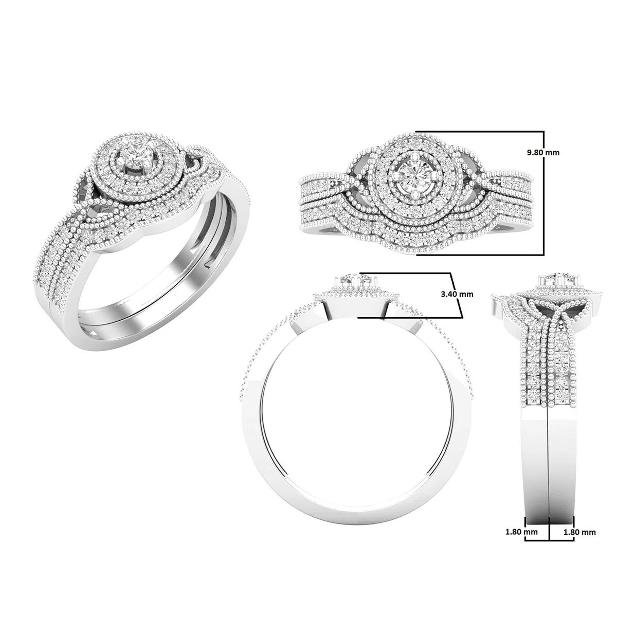 DazzlingRock Collection 10 quilates oro blanco redonda H-I Diamante cultivado en laboratorio.