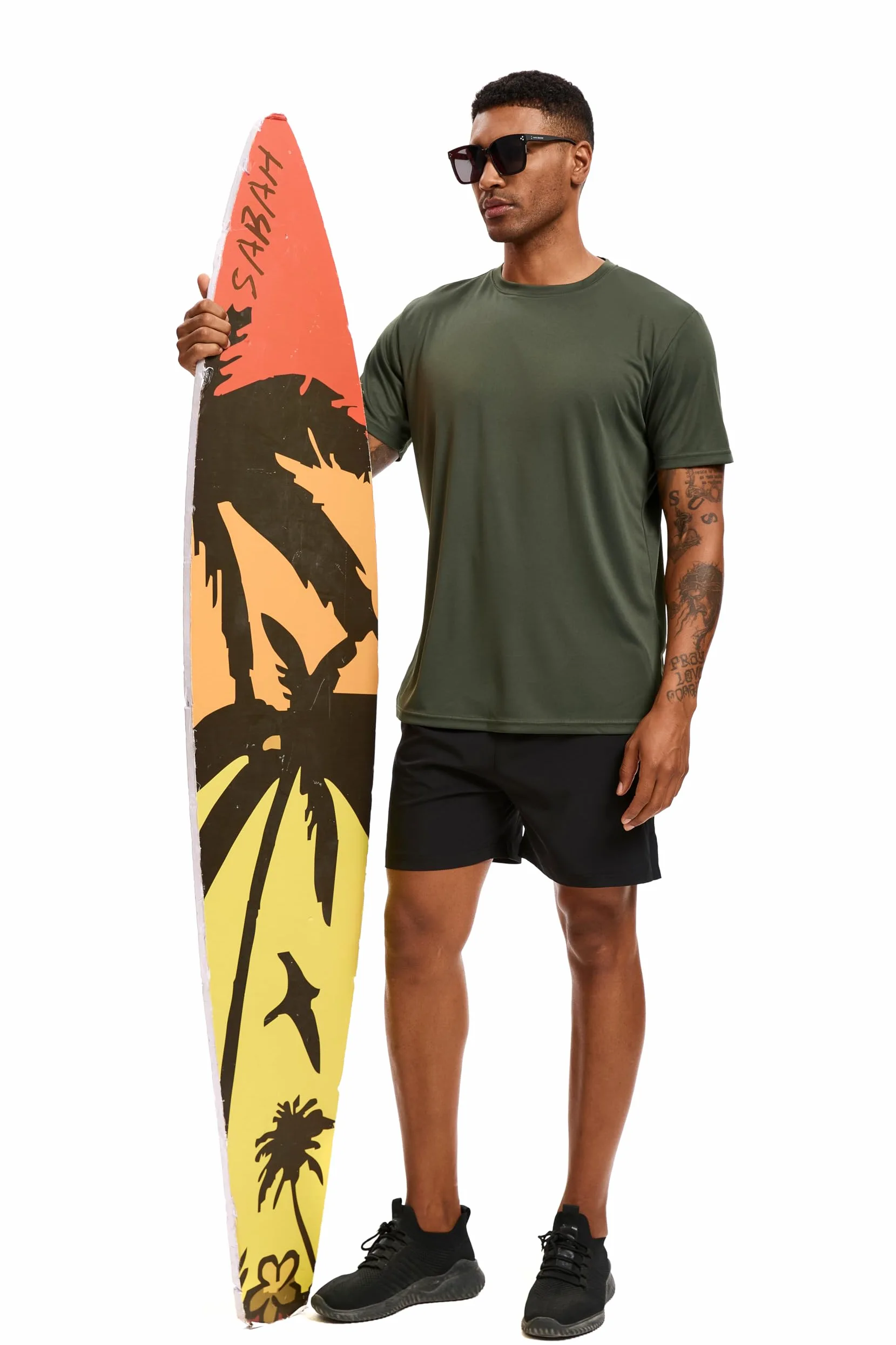 Paquete de 5 camisetas de entrenamiento para hombre, camisetas de secado rápido, protección solar UPF 50+, camisetas atléticas de manga corta, camisetas ligeras de verano