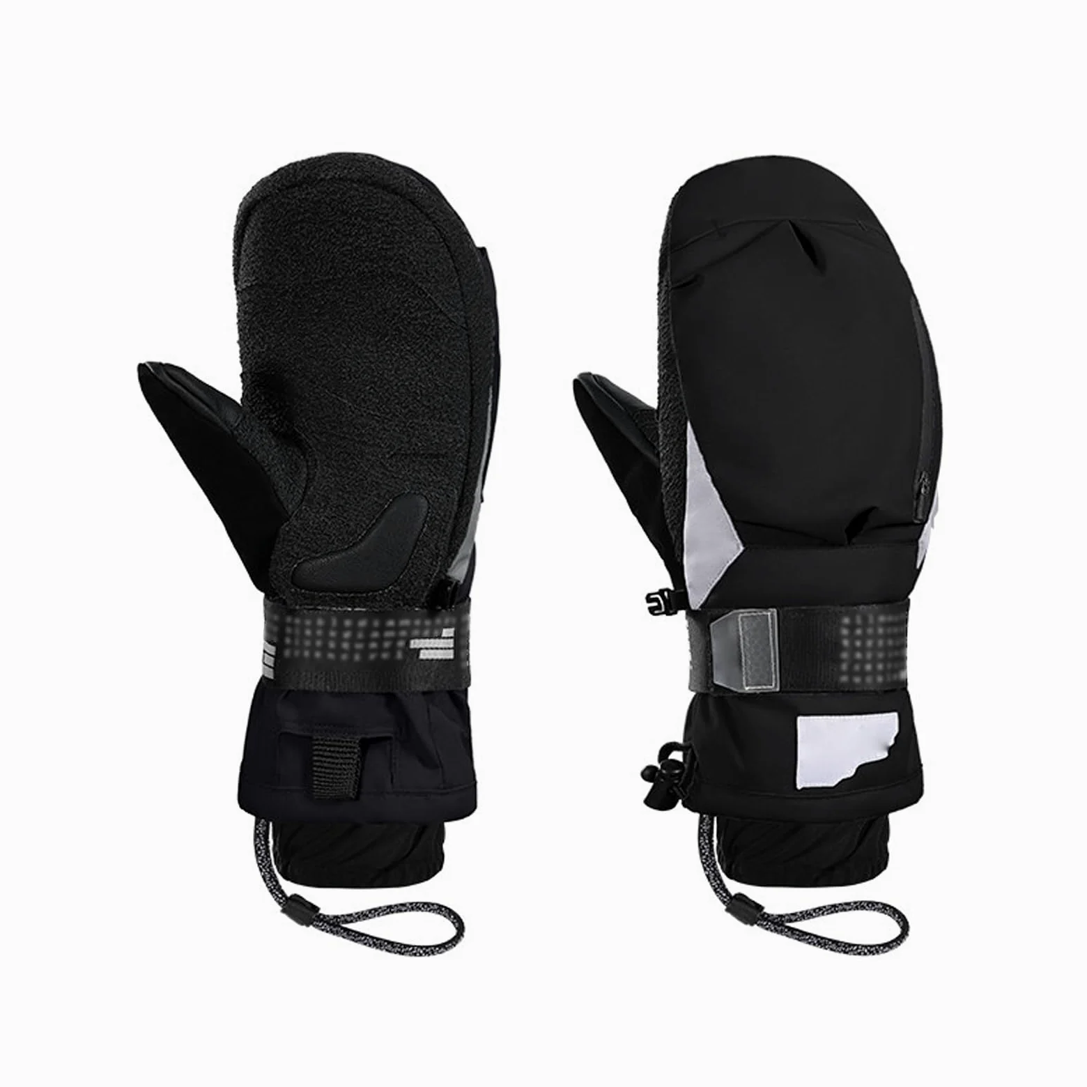 Guantes termicos Hombre y Mujeres, Manoplas Calientes, Guantes de Esquí, Resistentes al Viento, Desplazamientos en Clima frío,[c] Black,L