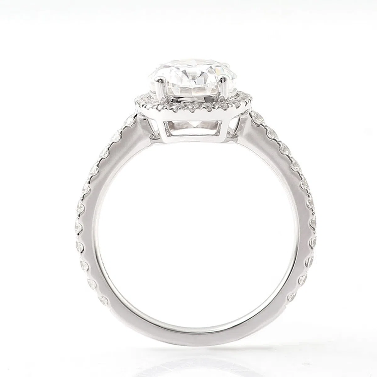 Anillo de oro blanco para mujer 375/585/750, anillo de compromiso de 9 K/14 K/18 K, oro auténtico Halo, anillos de boda, anillos de boda grabados con Moissanite D Color VVS1 para mujeres