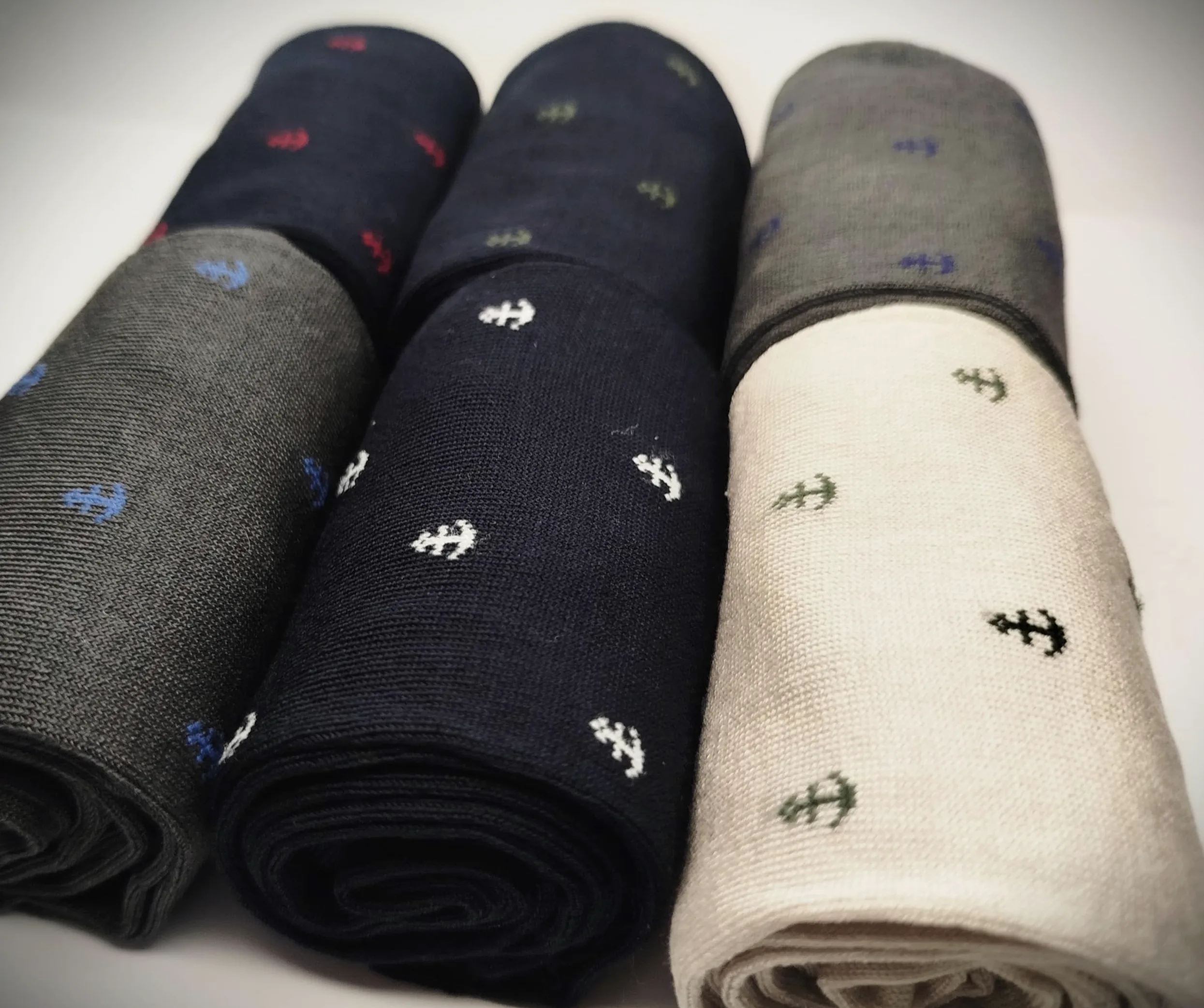 Calcetines largos hombre hilo de Escocia elegantes originales businnes unisex rayas lunares marinero anclas