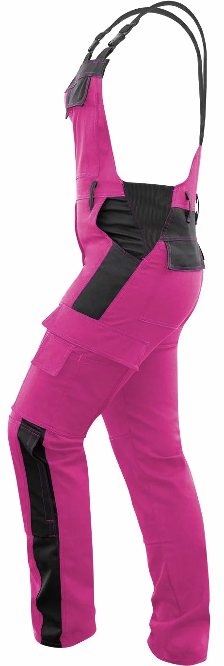 strongAnt Peto elástico de Trabajo para Mujer, pantalones de trabajo con bolsillos para rodillera - Negra Blanca Rosa