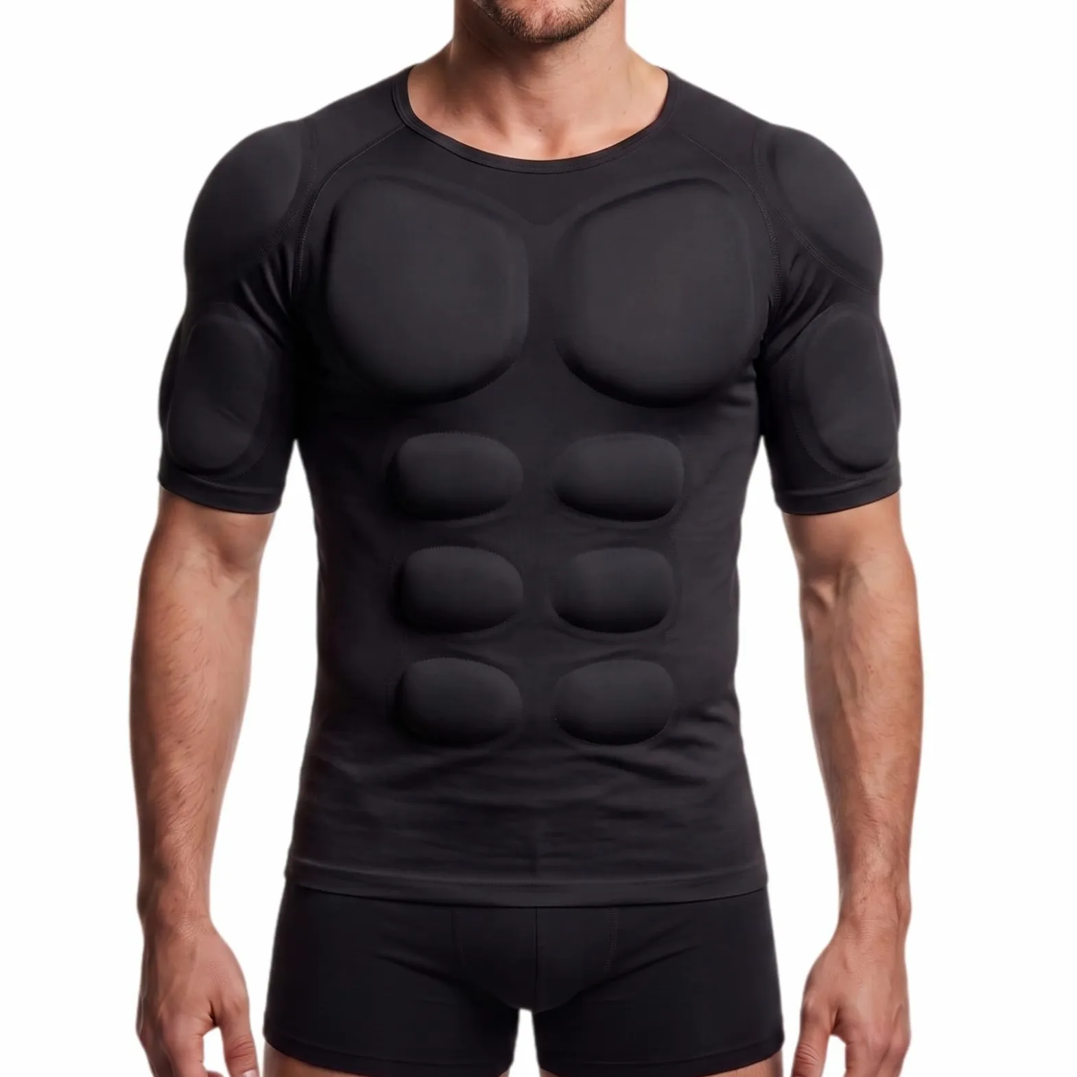 forma terraza muscle top, Compresion Modulos 3D Relleno de Musculo | Camiseta Acolchada de Musculatura con Relleno Removible, Invisible Bajo Camisas, Ligera y Transpirable con 4 Tallas