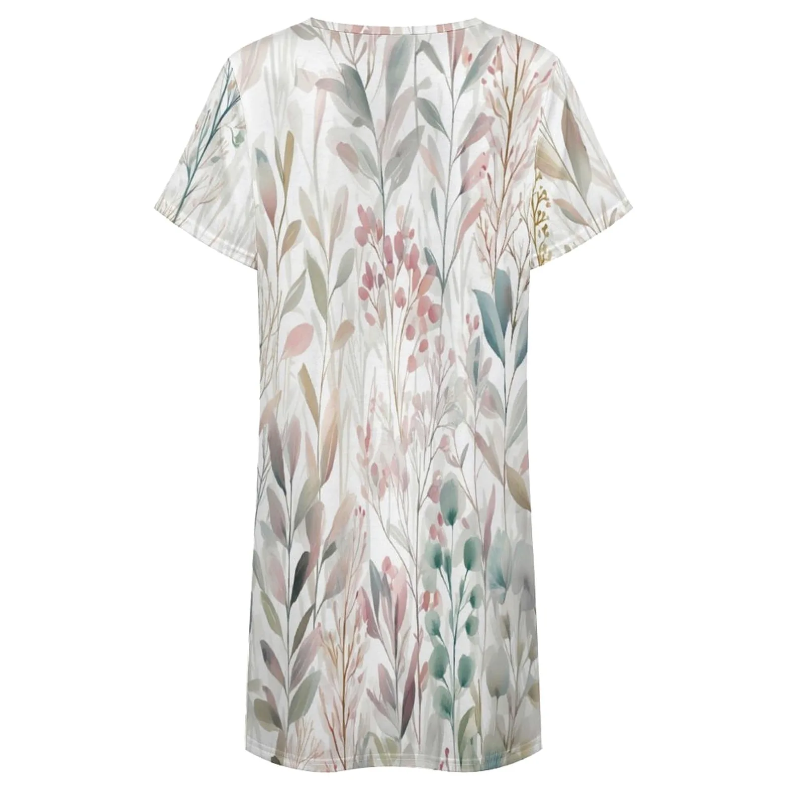 Camisones De Mujer - Hermosas Flores Silvestres Camisón De Manga Corta para Estar En Casa Tallas S-3Xl Holgado Largo Suave para El Verano.