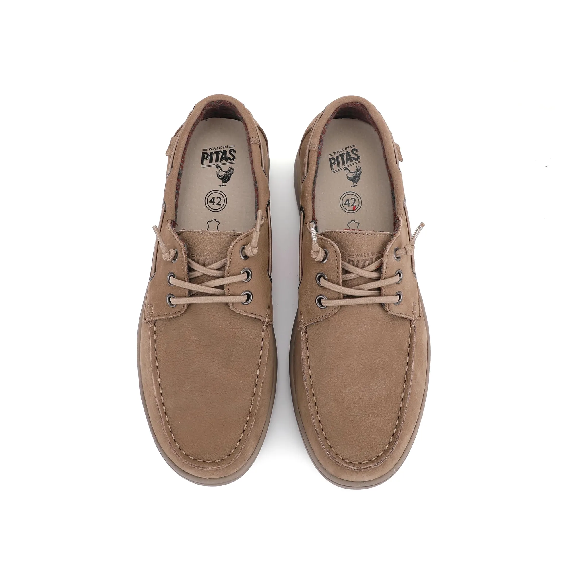 PITAS | DAIKI Leather | Mocasines Hombre | Náuticos Invierno | Beige 44