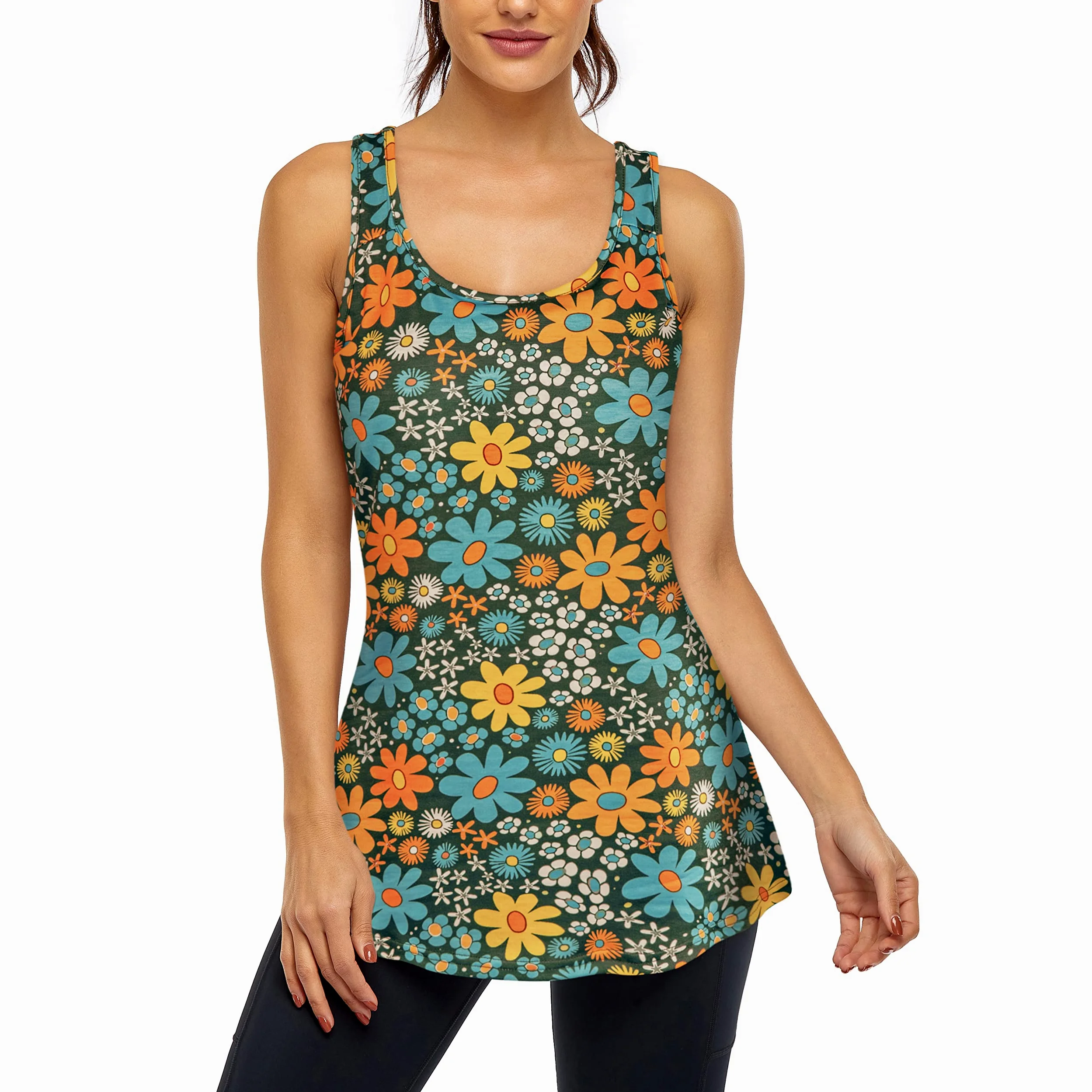 Cestyle Camiseta sin mangas para mujer con brasier integrado, espalda cruzada, yoga, entrenamiento, deportes, ropa deportiva