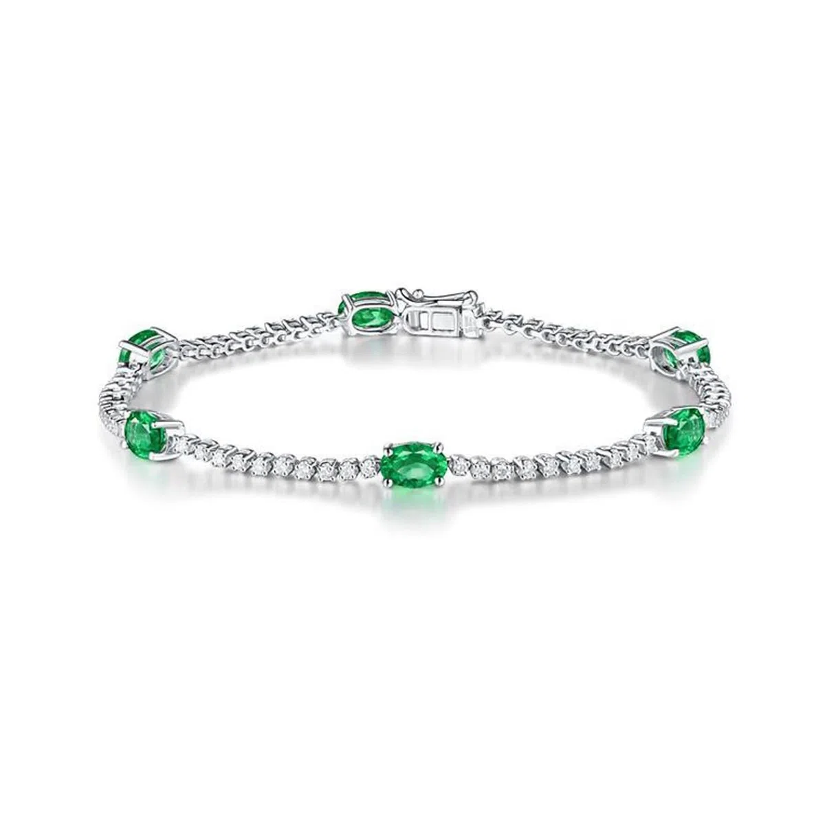 Pulsera Oro Blanco 9 Kilates / 14 Kilates / 18 Kilates Mujer, Oval con Zafiro y Diamante, Cadena 16 CM, Pulseras de Cadena Plata Azul Mujer