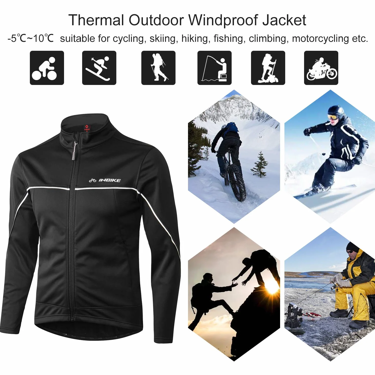 INBIKE Chaqueta Ciclismo Invierno Cortavientos Softshell Impermeable Forro Polar Hombre
