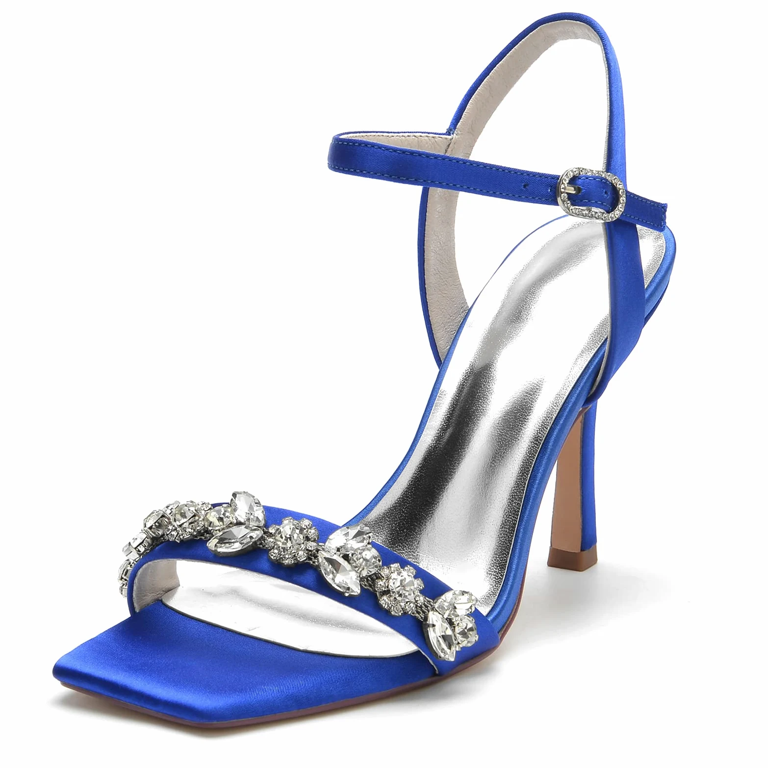 Zapatos De Novia Boda Sandalias De Tacón Alto Mujer 9,5 Cm Punta Cuadrada Abierta Y Tiras Tobillo Bodas Fiestas Graduaciones Trabajos Citas Tacones Aguja