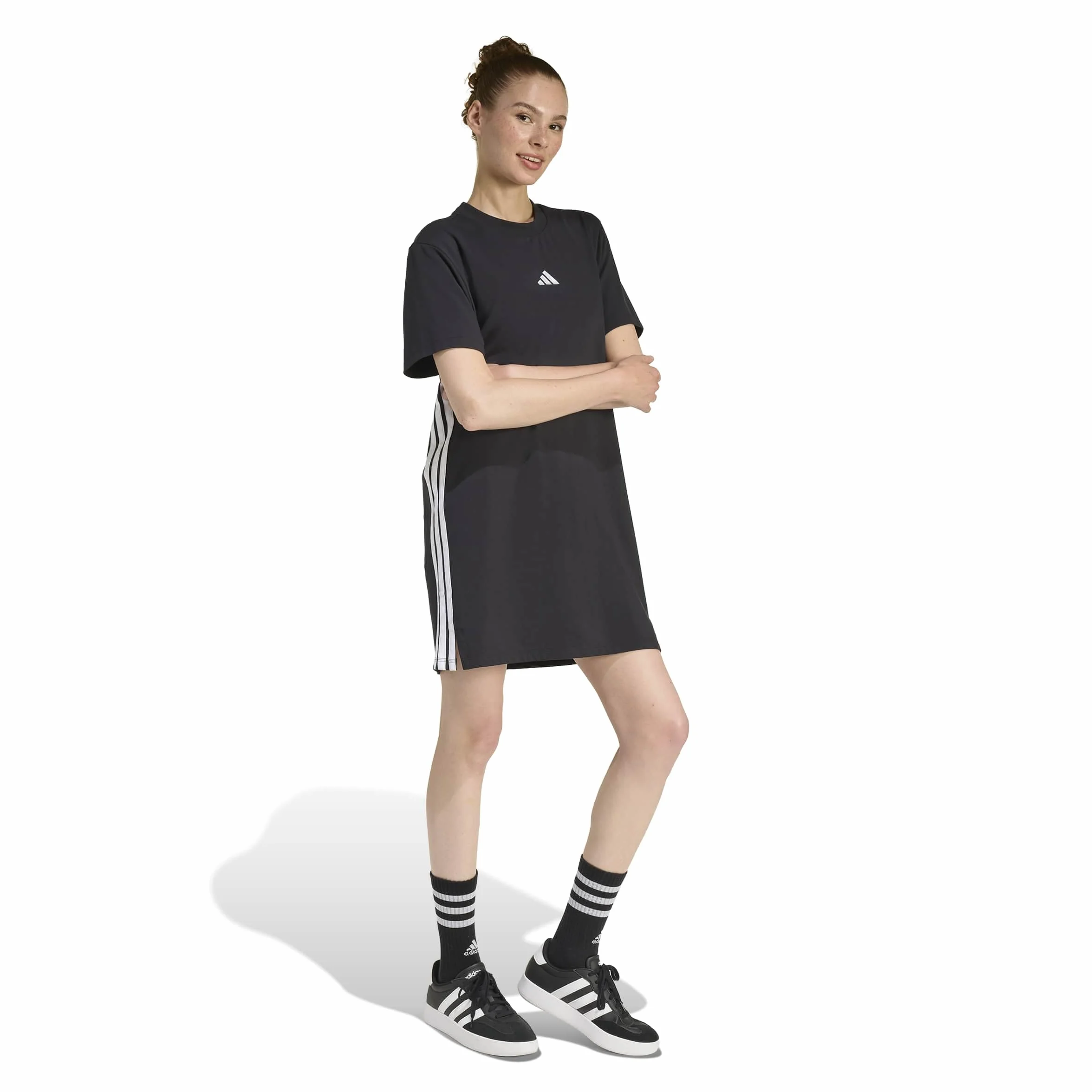 adidas Women's Essentials 3 Stripes Vestido Camiseta