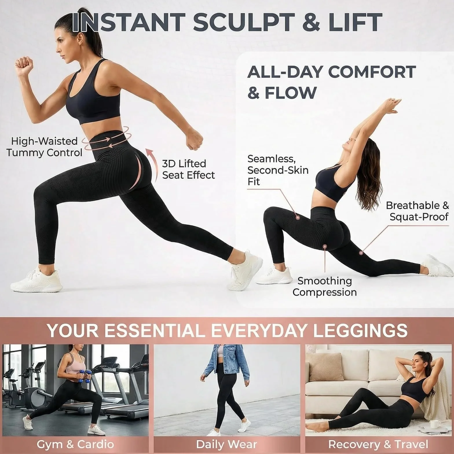 2 Pack Viva Cuerpo Leggings 3D Anticelulíticos Mujer,Leggings Anticelulitis 3D Compresión Reductores Lipedema,Leggins Anti Celulitis Deportivos Push Up, Mallas Anticelulitis Mujer Reductores Lipedema