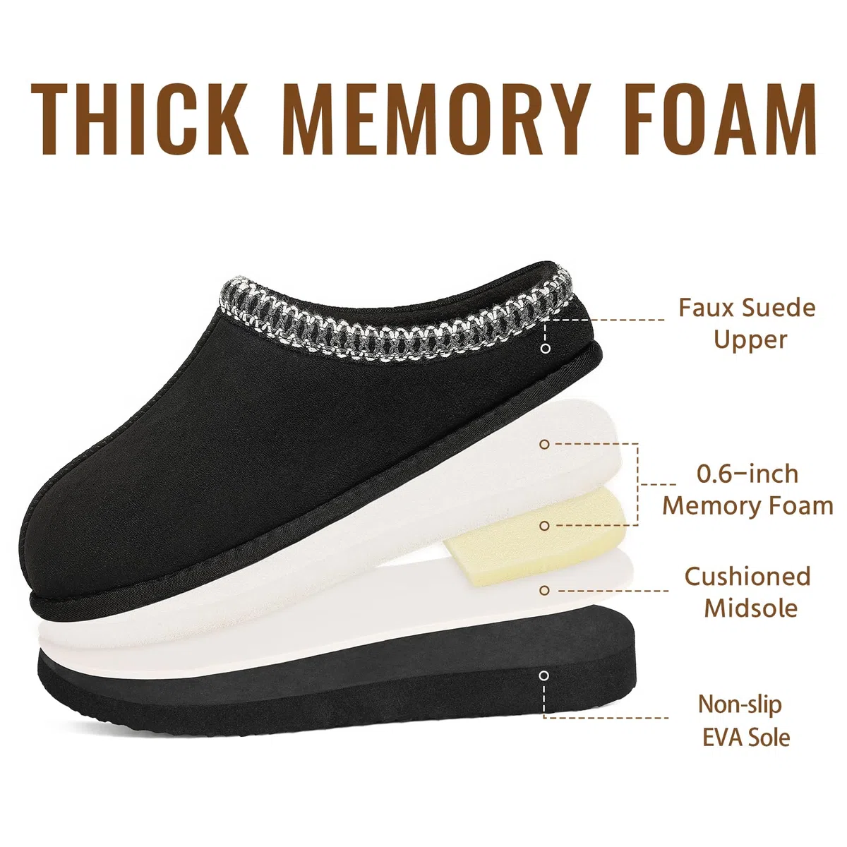 Litfun Pantuflas de espuma viscoelástica para mujer, acogedoras, cálidas, para interiores y exteriores