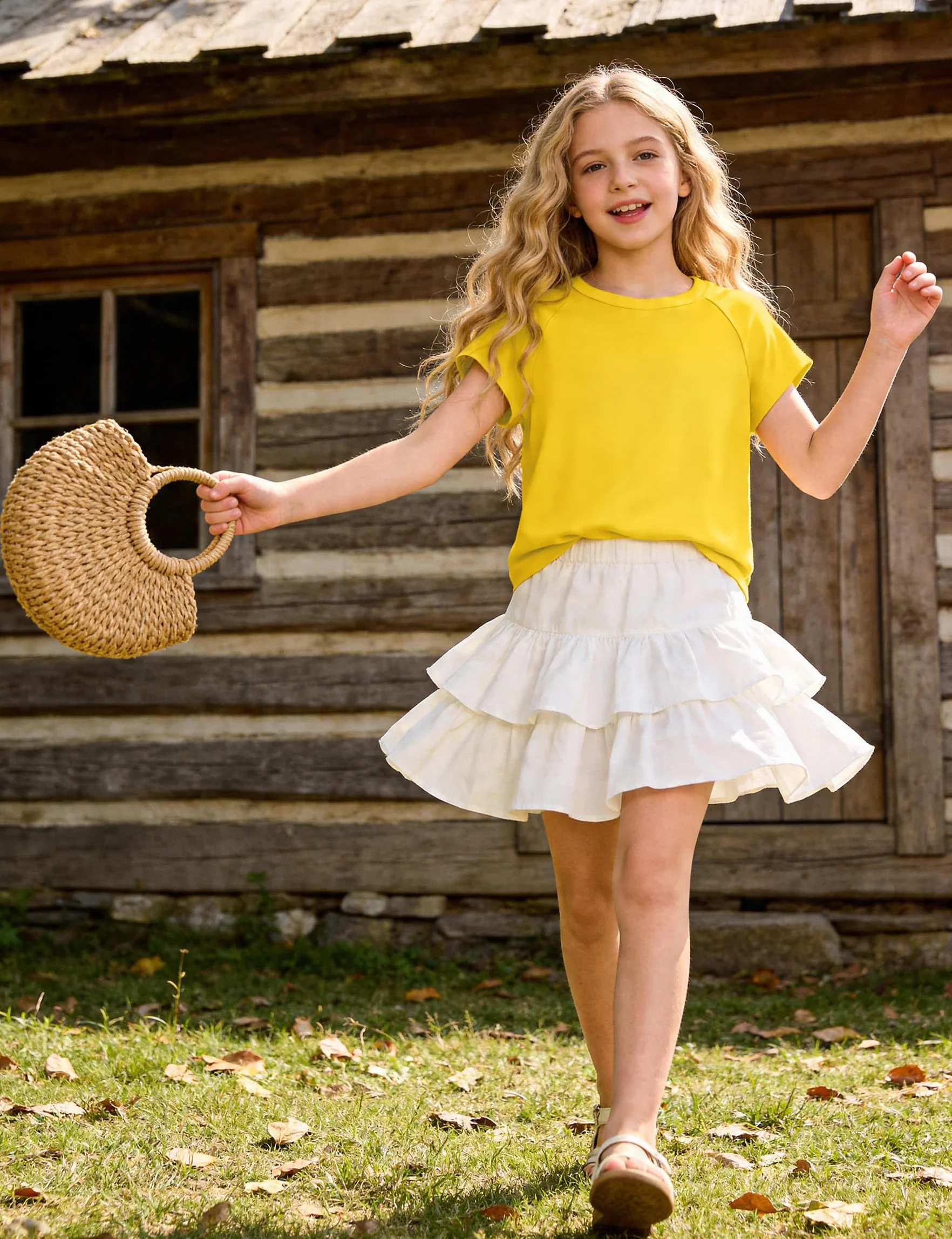 Camiseta de verano para niña, manga corta, cuello redondo, camiseta deportiva para niñas de 6 a 15 años