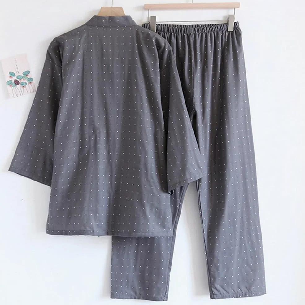 FANCYPUMPKIN Bata de estilo japonés para hombre, kimono [traje de pijama de algodón]
