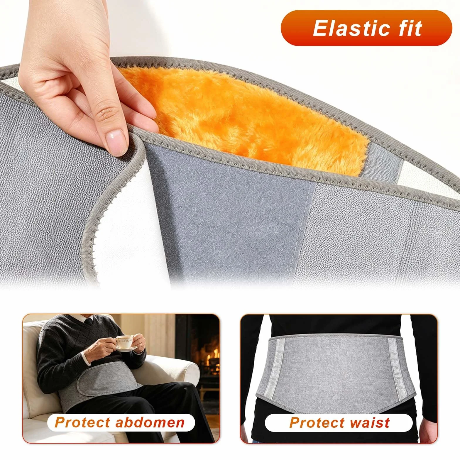 Calentador de espalda con protección térmica para los riñones, Cinturón Lumbar de Peluche, Calentador de espalda, Renal Calentador de espalda Cinturón,Cinturón lumbar térmico de invierno