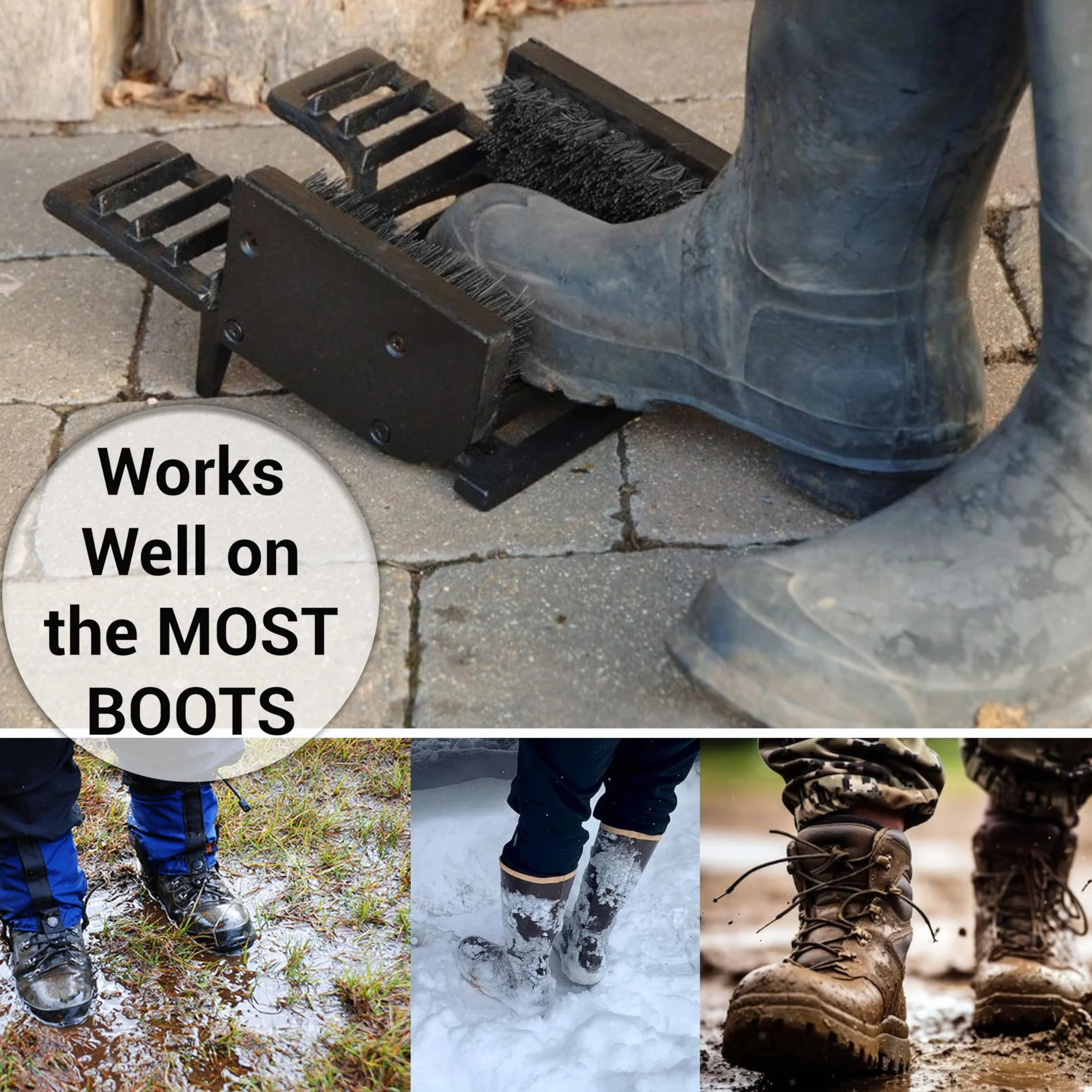 ARSUK Cepillo para Botas Welly, Jack de Arranque y Raspador, Limpiador de Barro al Aire Libre y Removedor de Zapatos, Gabinete y Almacenamiento