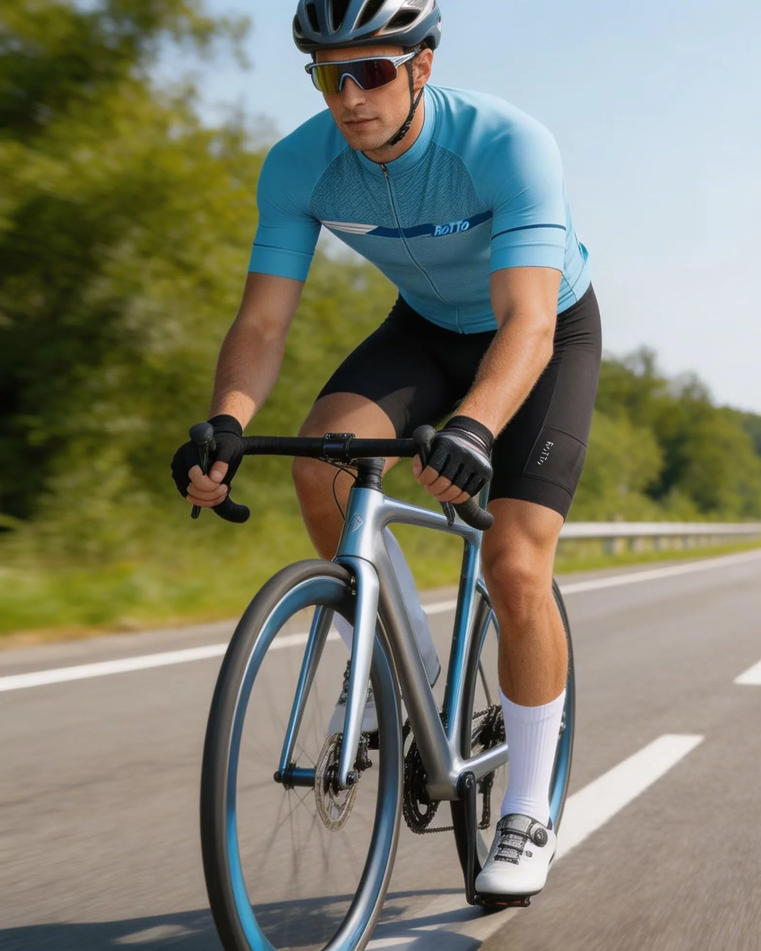 ROTTO Maillot Ciclismo Hombre Manga Corta MTB Serie de línea Simple