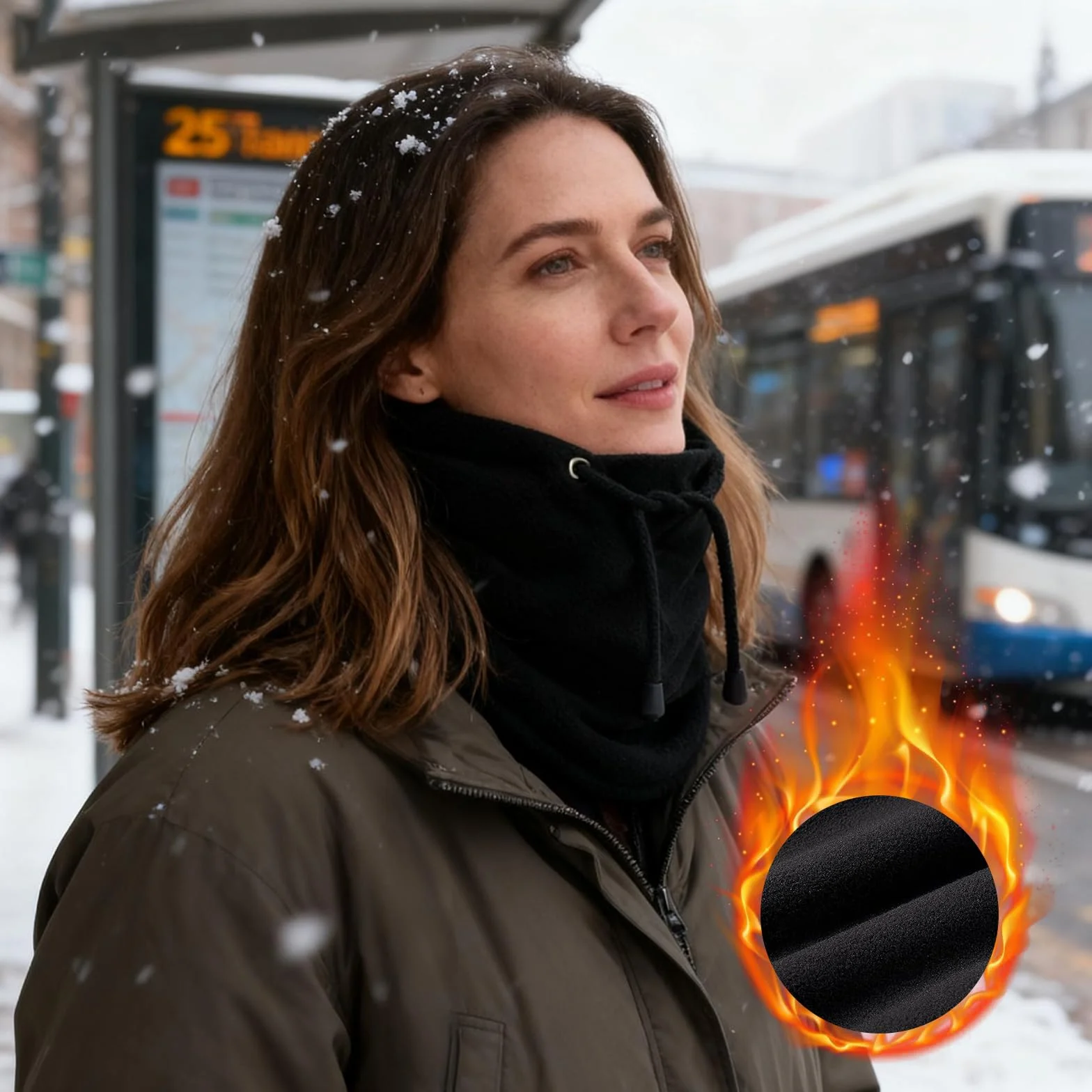 Pasamontañas Térmicos de Invierno, Multifuncional Prueba de Viento Cálido Máscara Ajustable, Mascarilla Moto Térmica Forro Polar para Mujeres Hombres Deportes Aire Libre Correr Esquí Ciclismo, Negro
