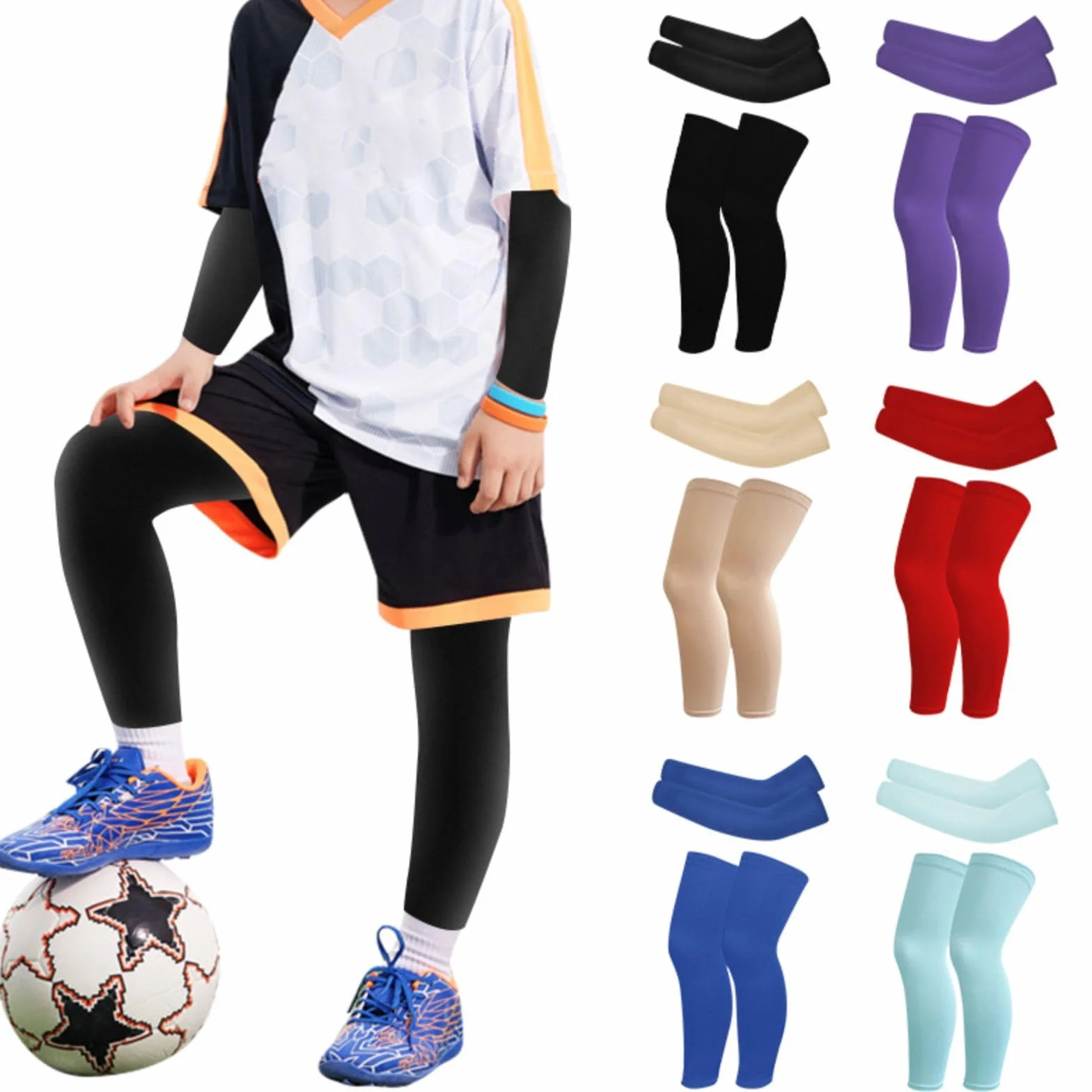 Valcatch Kids UV Protection Refreshing Compression Sleeves for Arms Legs Basketball Soccer Volleyball Outdoor Sports