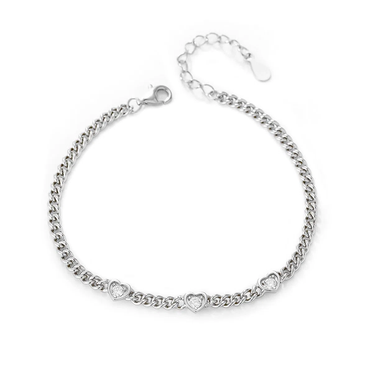 Pulsera de Oro 9Kilates / 14Kilates / 18Kilates Mujer, Corazón con Diamante Creado, Cadena Extensible 16 CM + 5 CM, Pulseras de Ajustable Mujer de Oro