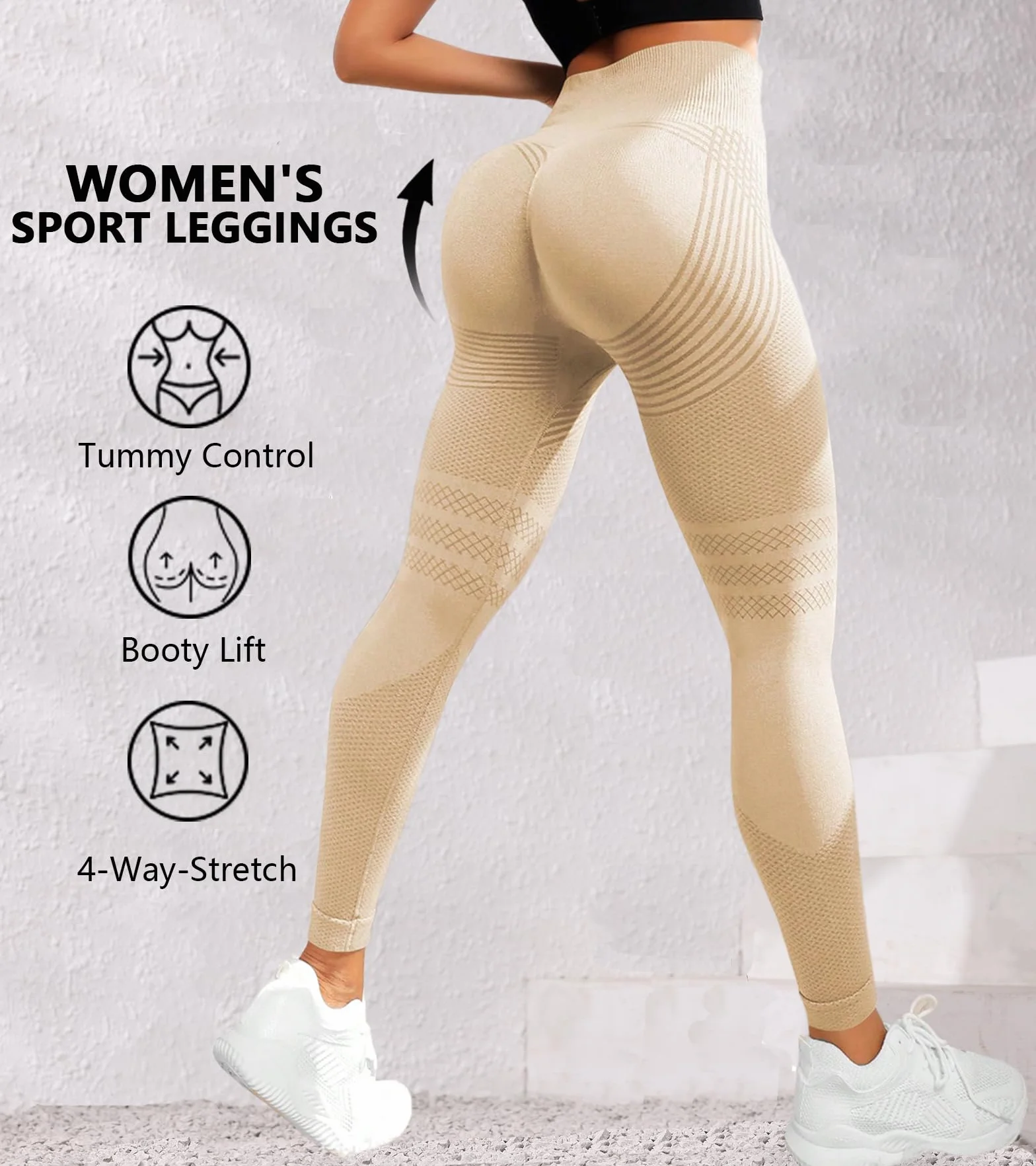 Scrunch Butt Leggings para Mujer Deportivos Cintura Alta Anticelulíticos Pantalones Largos Compresión Moldeadores Levantar el Trasero Pantalones Yoga Gym Correr Leggings Elásticos sin Costuras