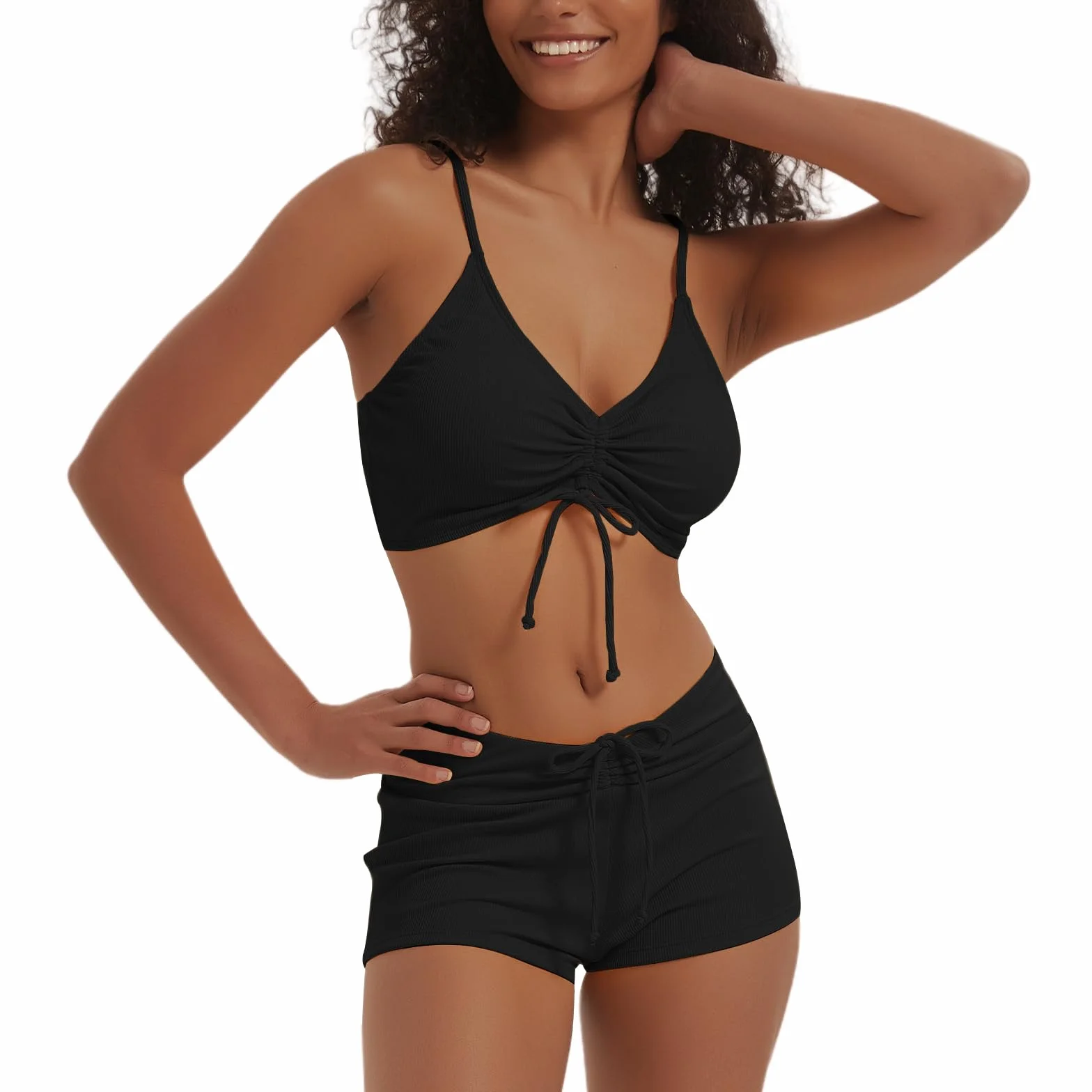 Meioro Conjuntos de Bikinis para Mujer Bikini Sets Corto con Lazo Ropa de Playa de Dos Piezas Trajes de Baño Atléticos