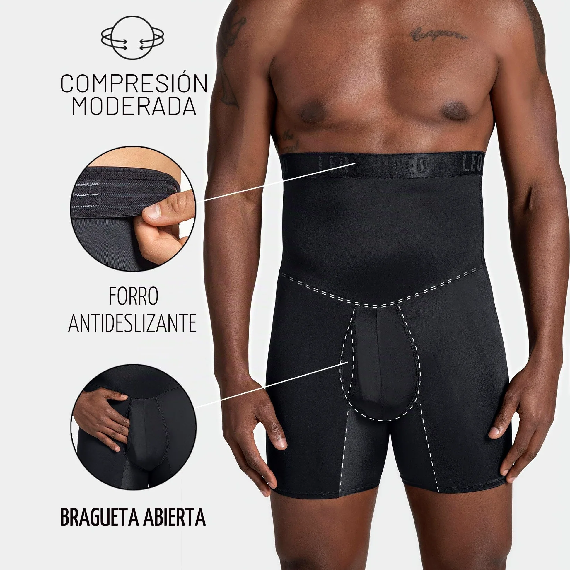 Boxer Faja Reductor Abdomen - Cintura Alta Corrector de Postura para Hombre