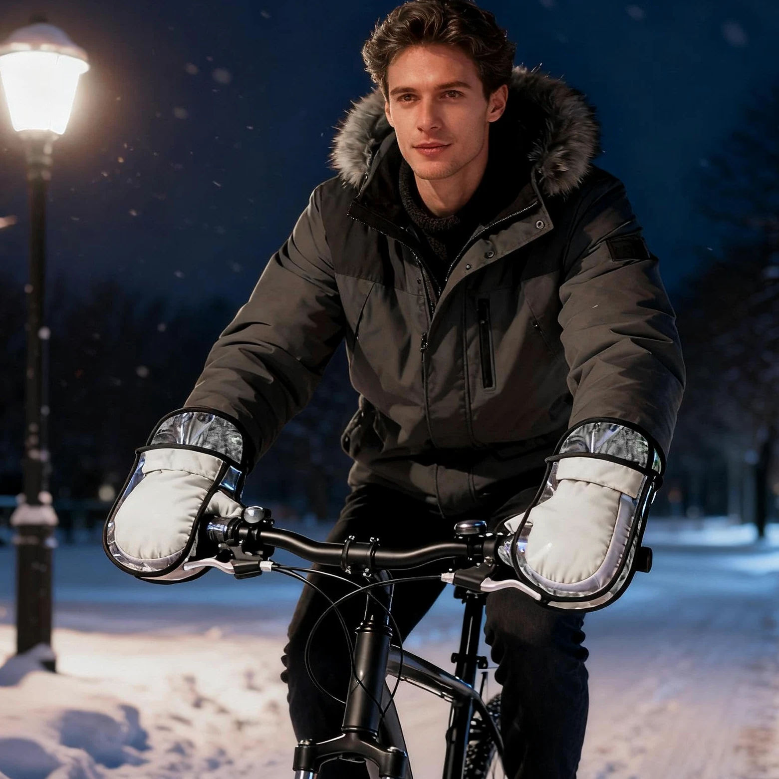 Guantes para manillar de bicicleta, guantes cálidos para manillar de bicicleta, funda térmica para manillar de bicicleta, para ciclismo de invierno, desplazamientos diarios, motos de nieve y