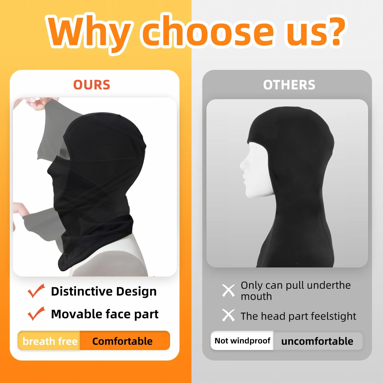 Kids Balaclava Ski Mask Movable Face Mask for Boys Girls Cold Weather Neck Warmer