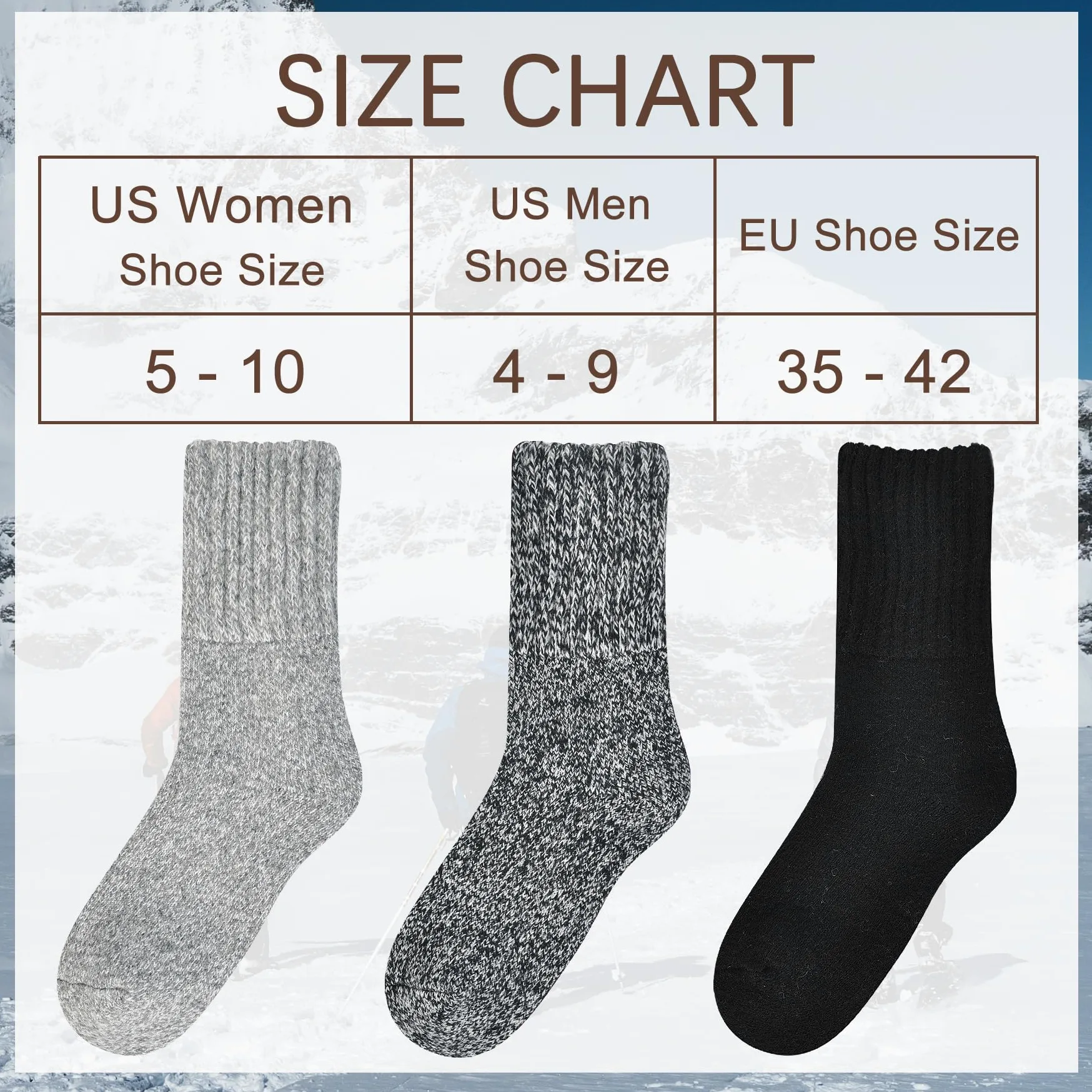 Calcetines térmicos para botas para mujer, calcetines cálidos para invierno, gruesos, para senderismo, jóvenes, 3/5 pares, 5-10